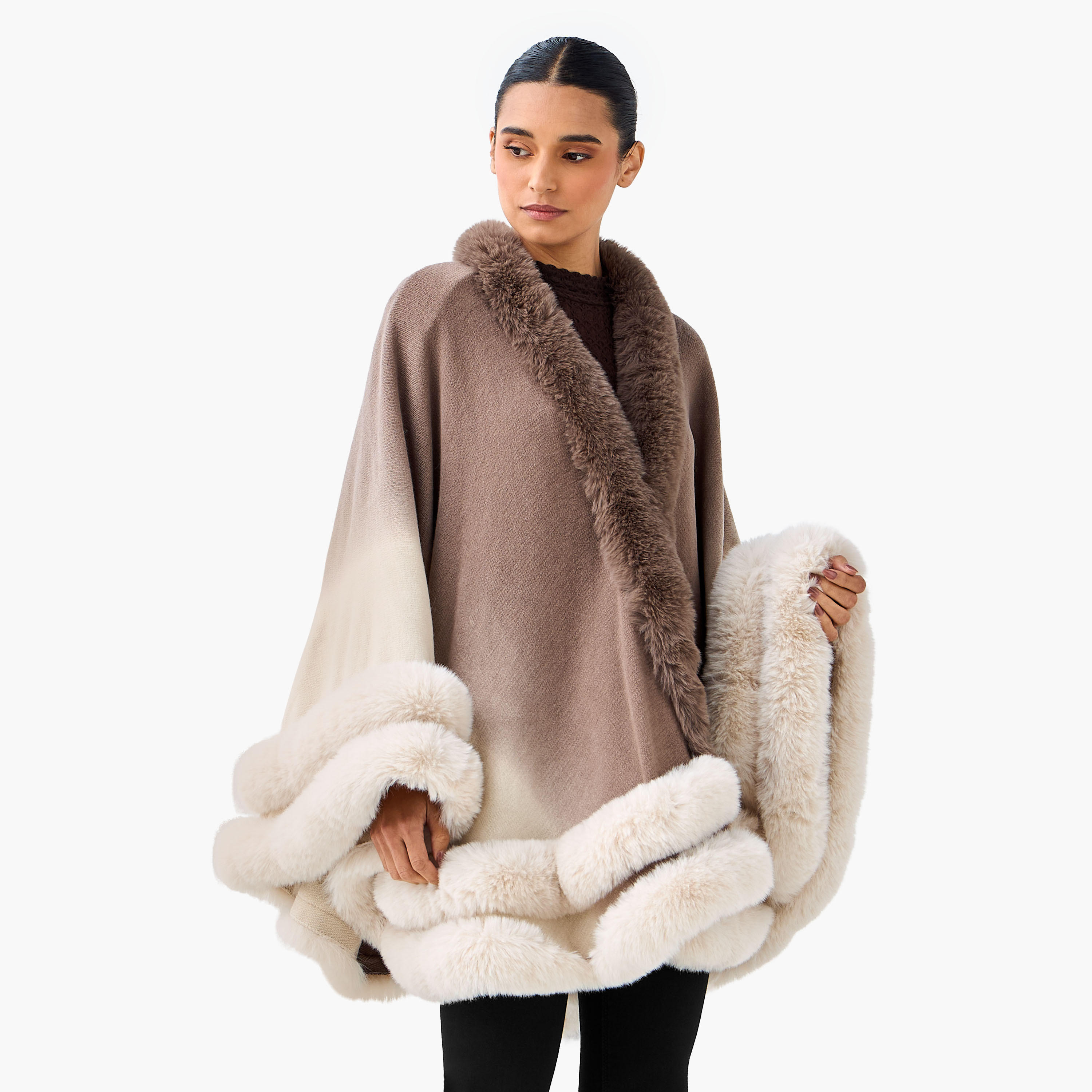 رداء كاب  طويل بقصة فرو صناعي-women-winterwear-cardigansandjumpers-cardigans-image-1