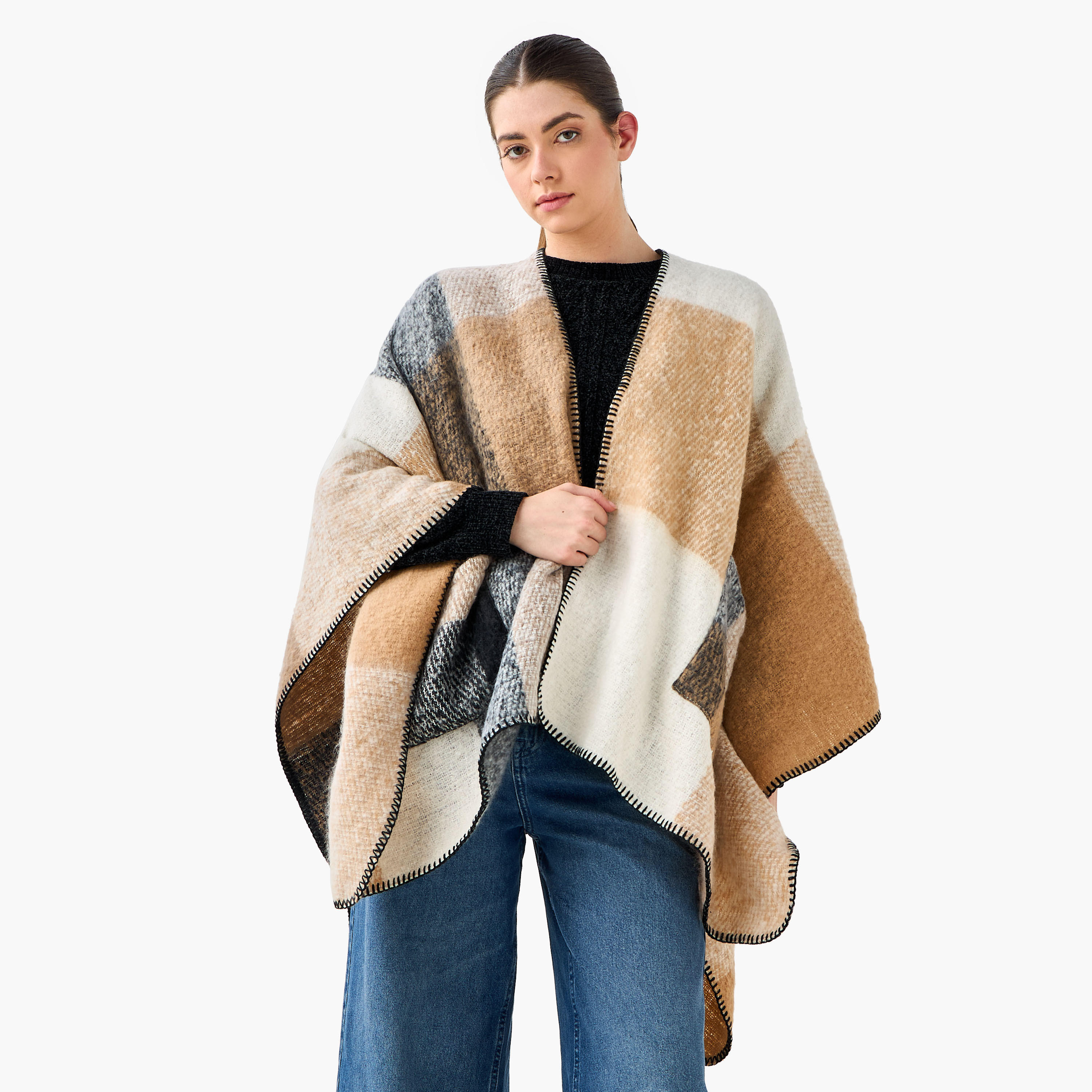 Cape Checked Polyester Multicolour-women-winterwear-scarves-image-1