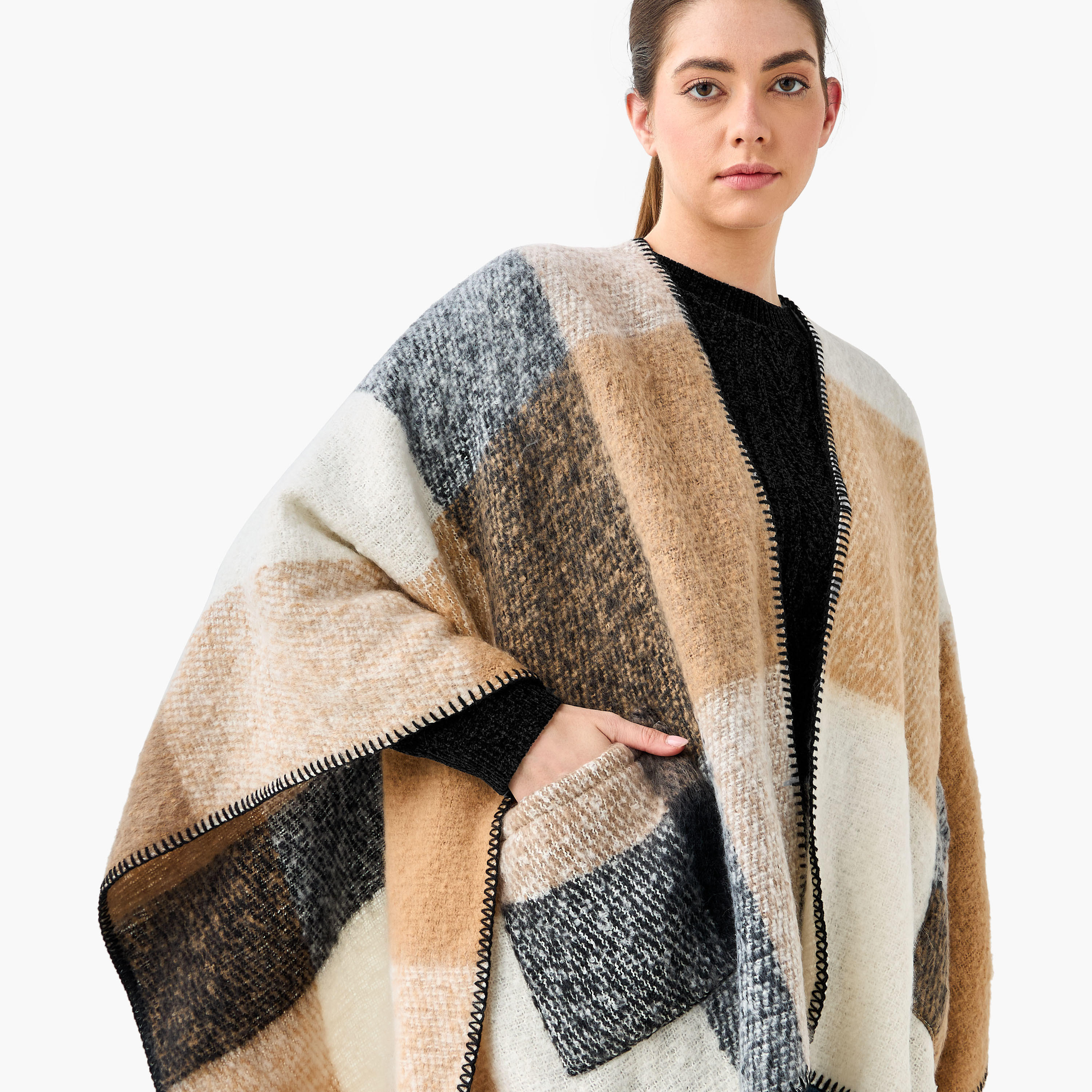 Cape Checked Polyester Multicolour-women-winterwear-scarves-image-4