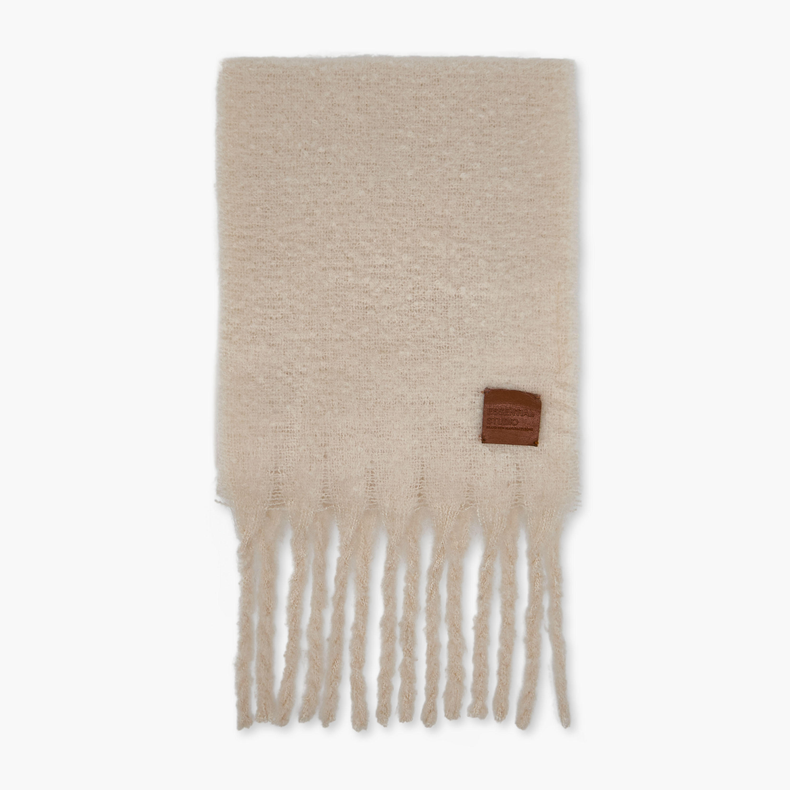 Scarf Fringe Accent Polyester Cream-women-winterwear-scarves-image-3