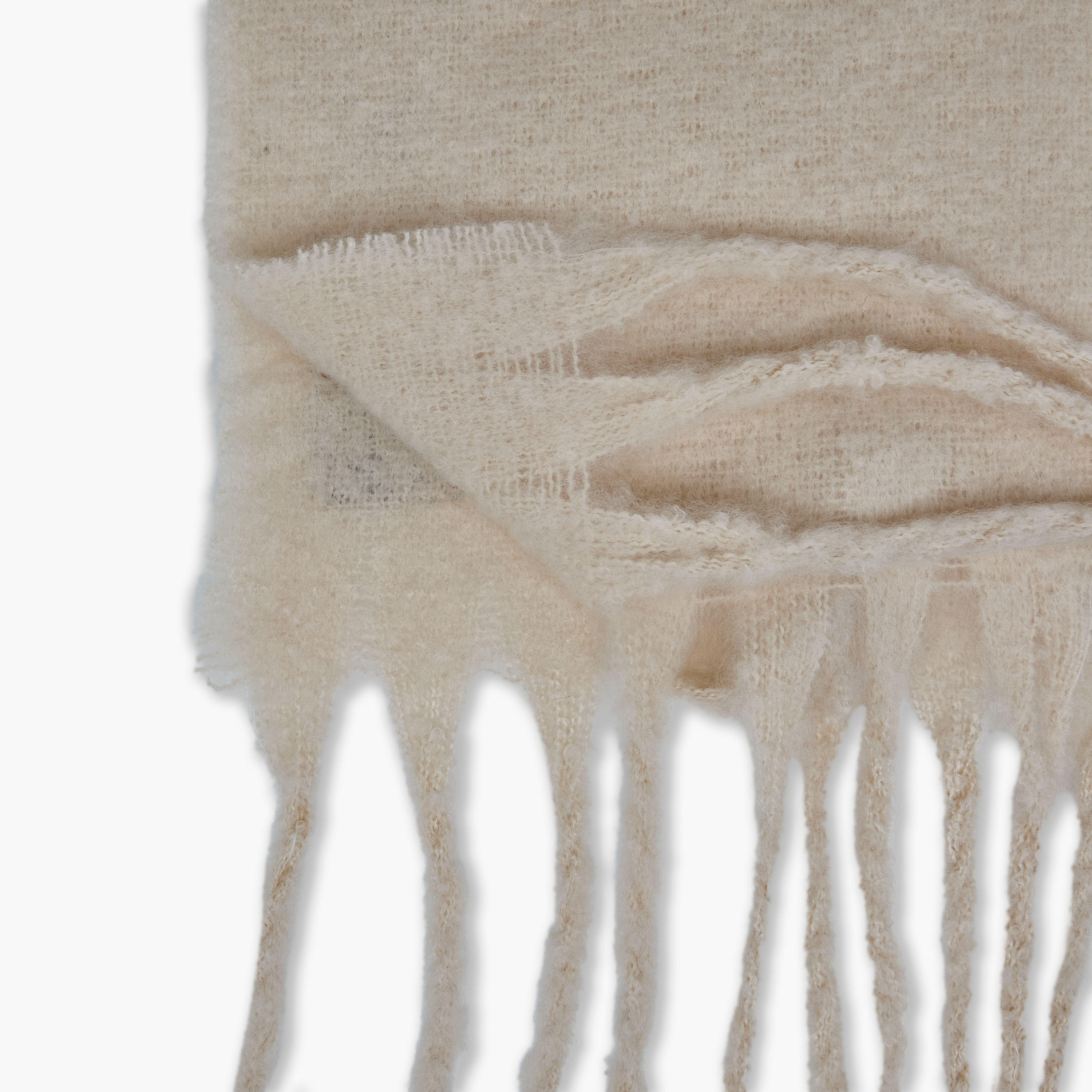Scarf Fringe Accent Polyester Cream-women-winterwear-scarves-image-5