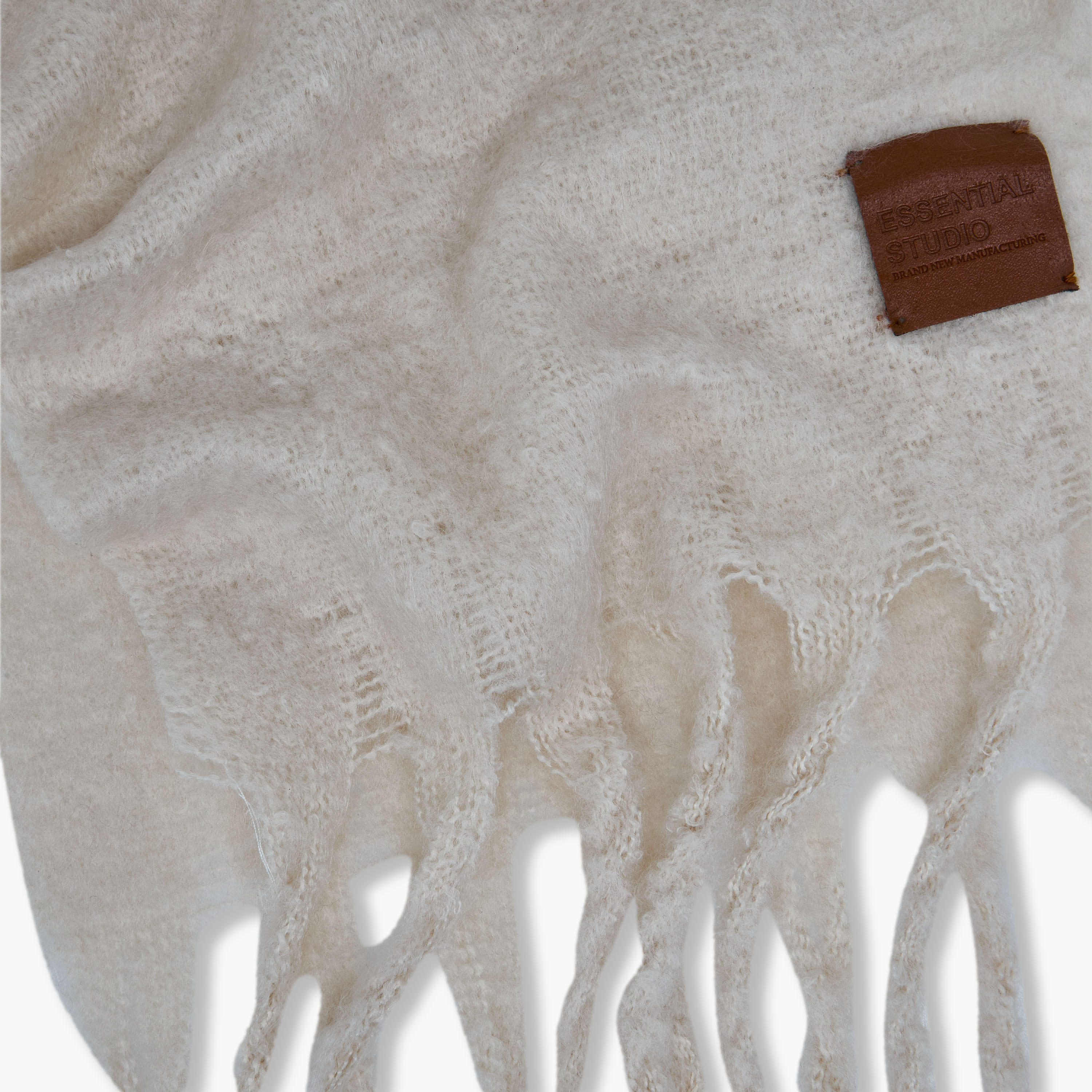 Scarf Fringe Accent Polyester Cream-women-winterwear-scarves-image-6