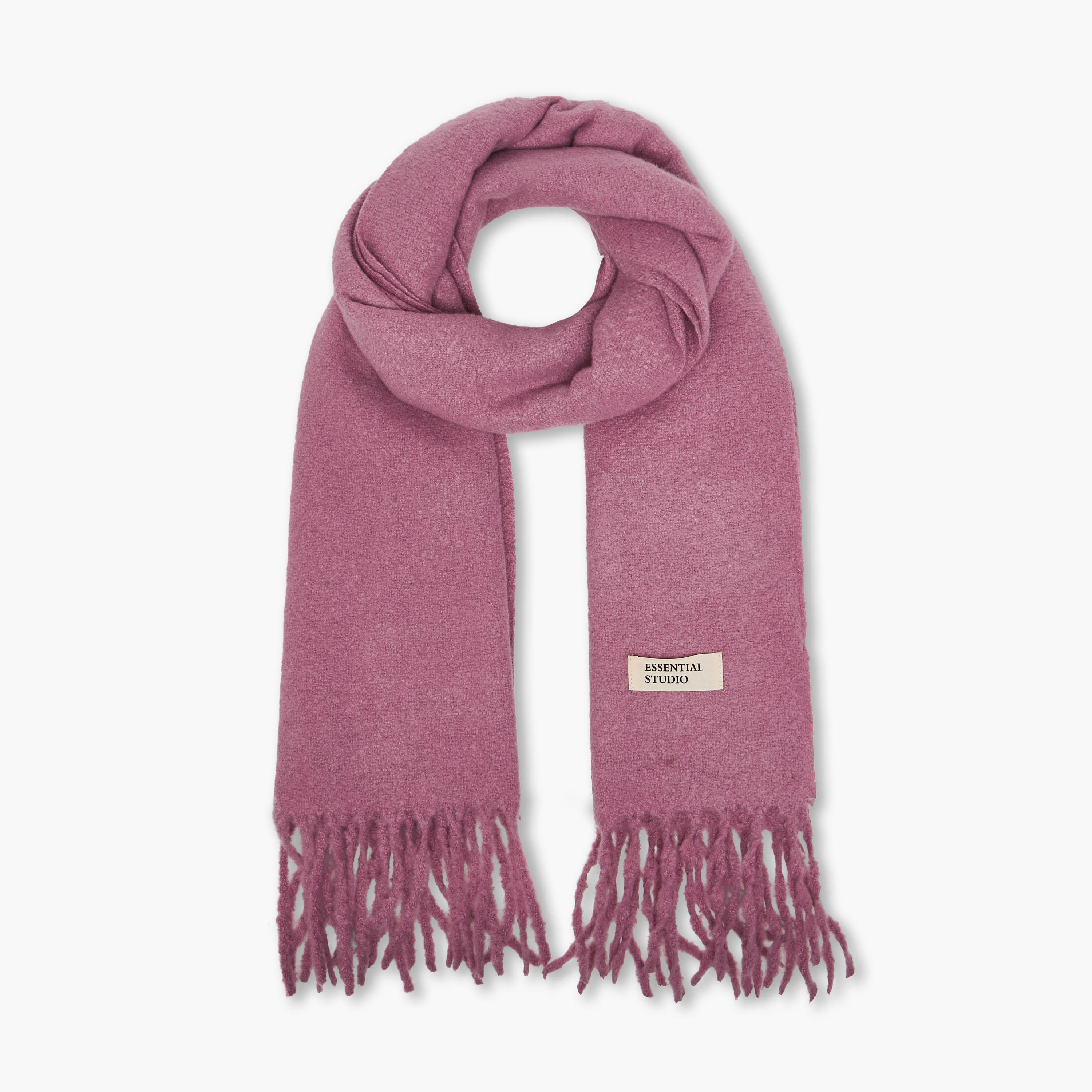 Scarf Fringe Accent Polyester Pink-women-winterwear-scarves-image-1
