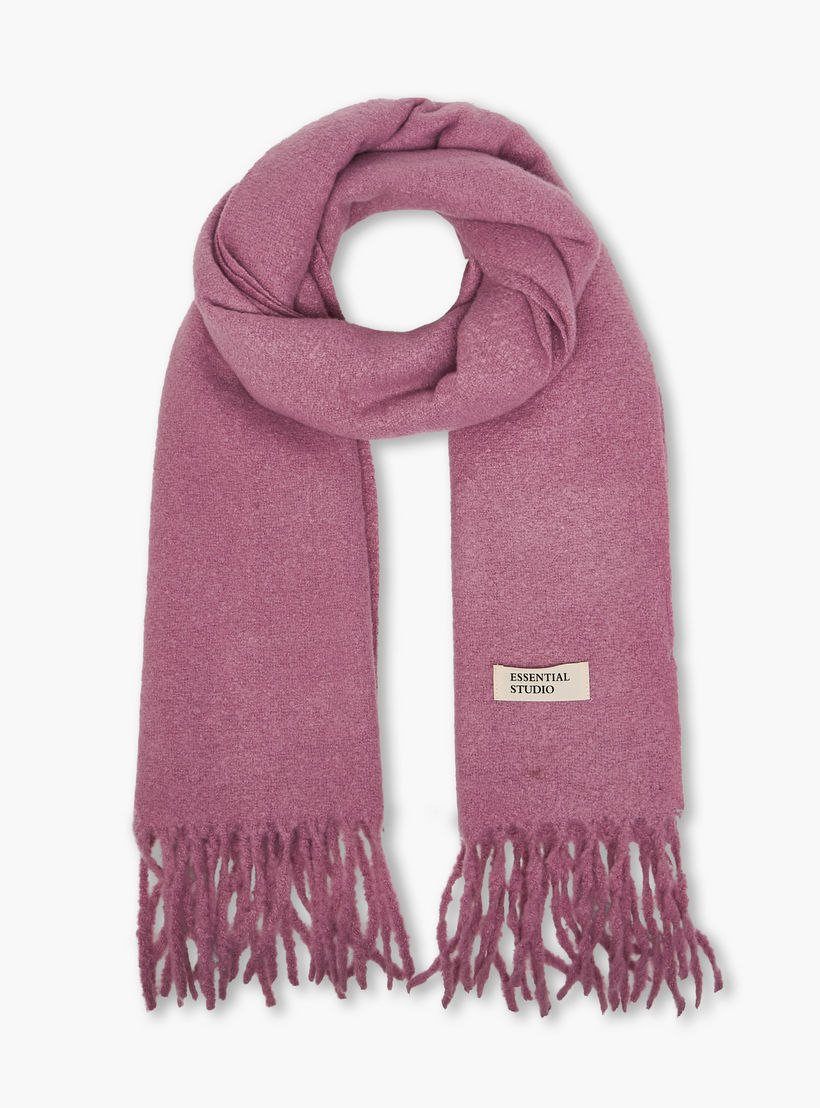 Scarf Fringe Accent Polyester Pink-women-winterwear-scarves-image-1
