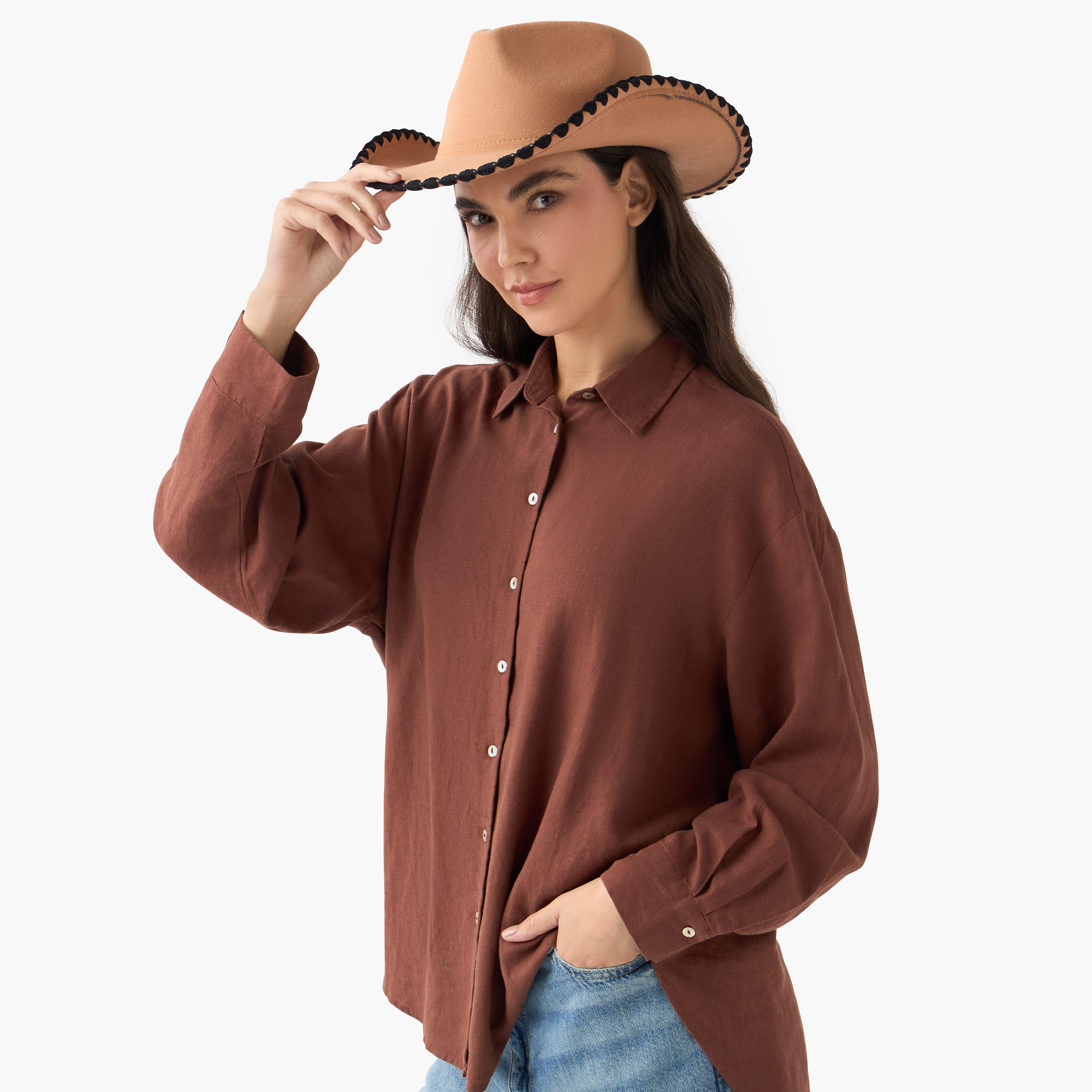 قبعة فيدورا بتفاصيل درزات-women-clothingaccessories-capsandhats-image-2