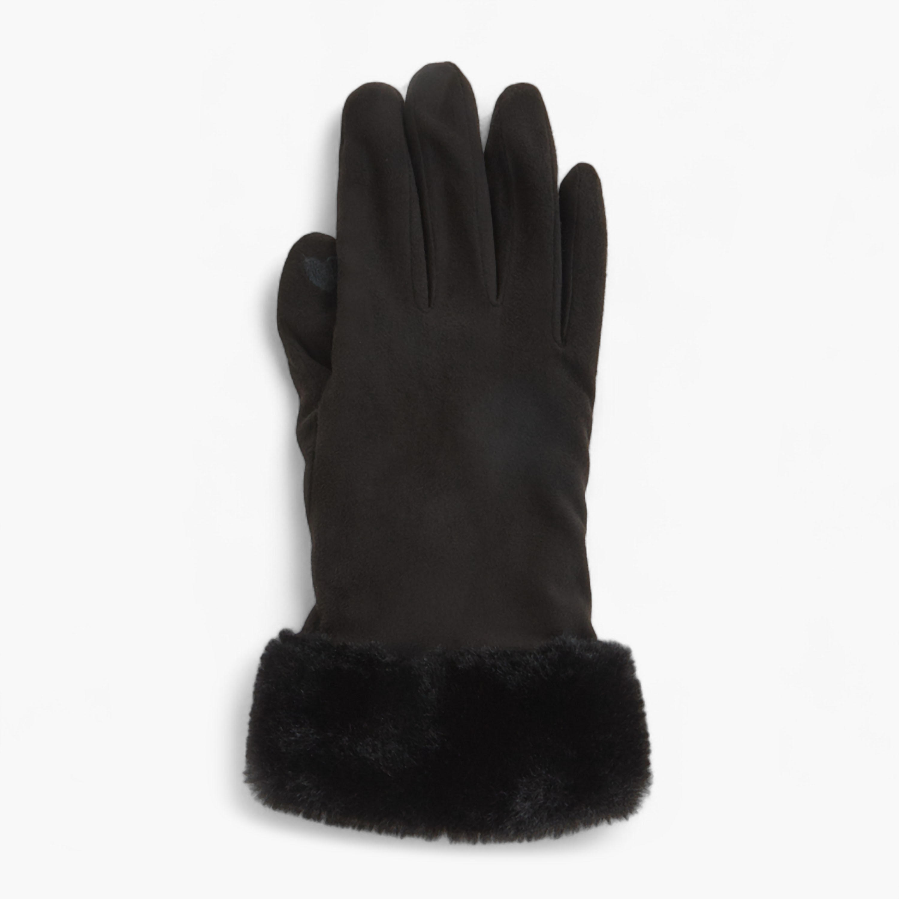 قفازات بوليستر شمواه بحافة فرو-women-winterwear-gloves-image-2
