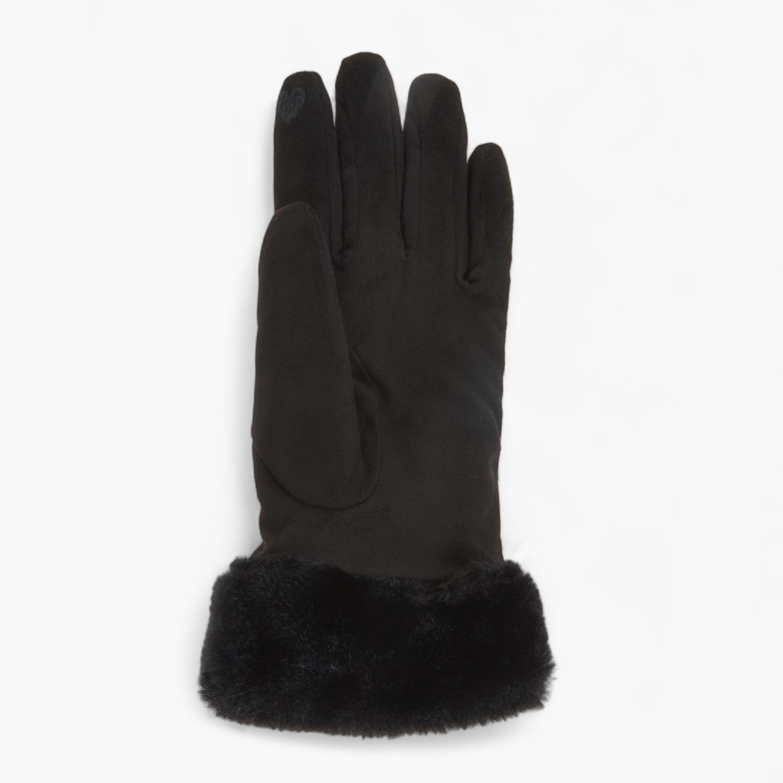 قفازات بوليستر شمواه بحافة فرو-women-winterwear-gloves-image-3