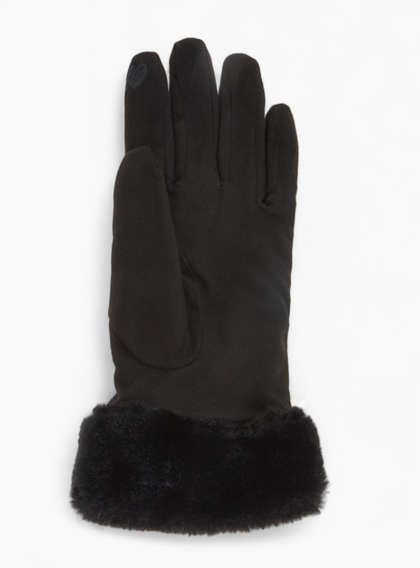 قفازات بوليستر شمواه بحافة فرو-women-winterwear-gloves-image-3