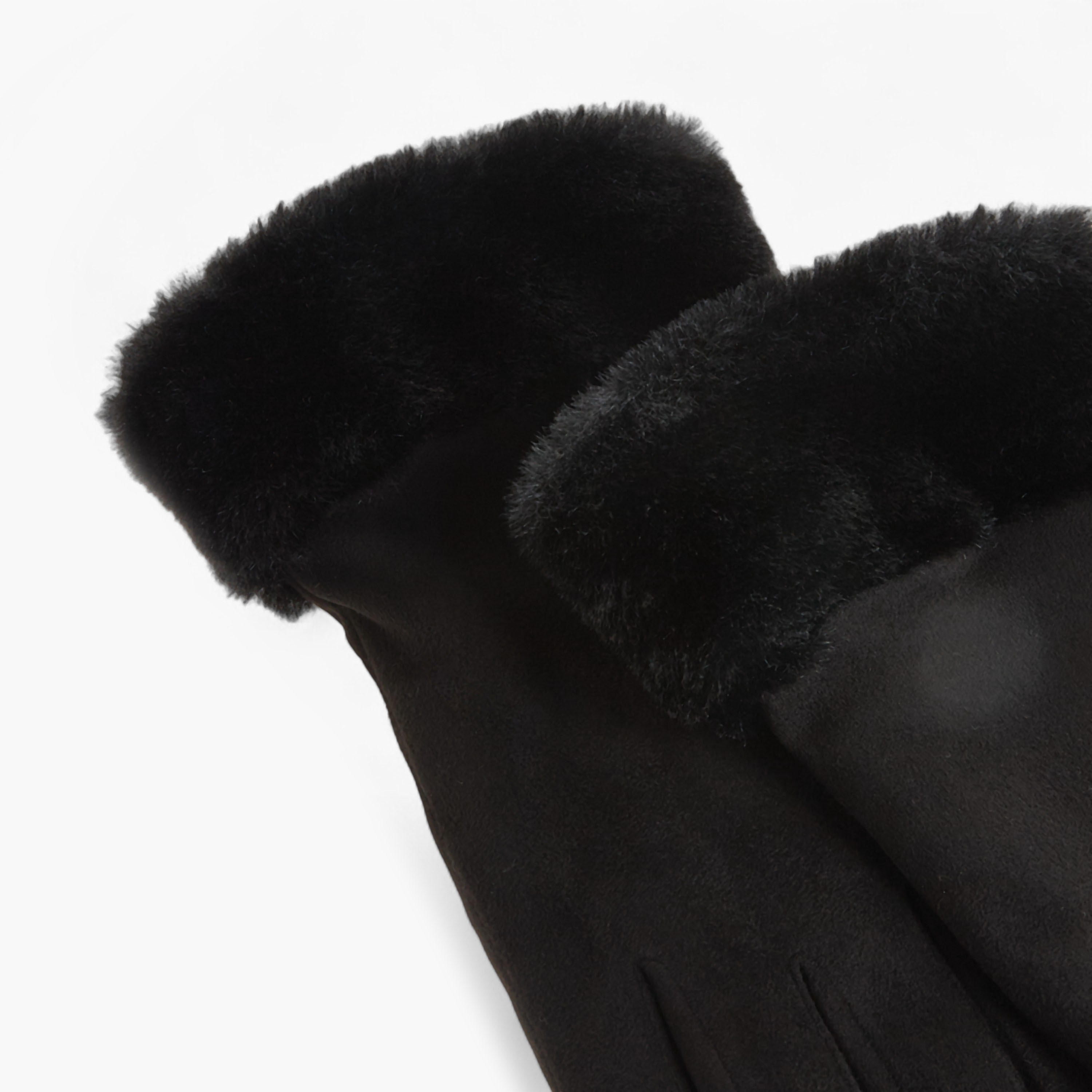 قفازات بوليستر شمواه بحافة فرو-women-winterwear-gloves-image-5