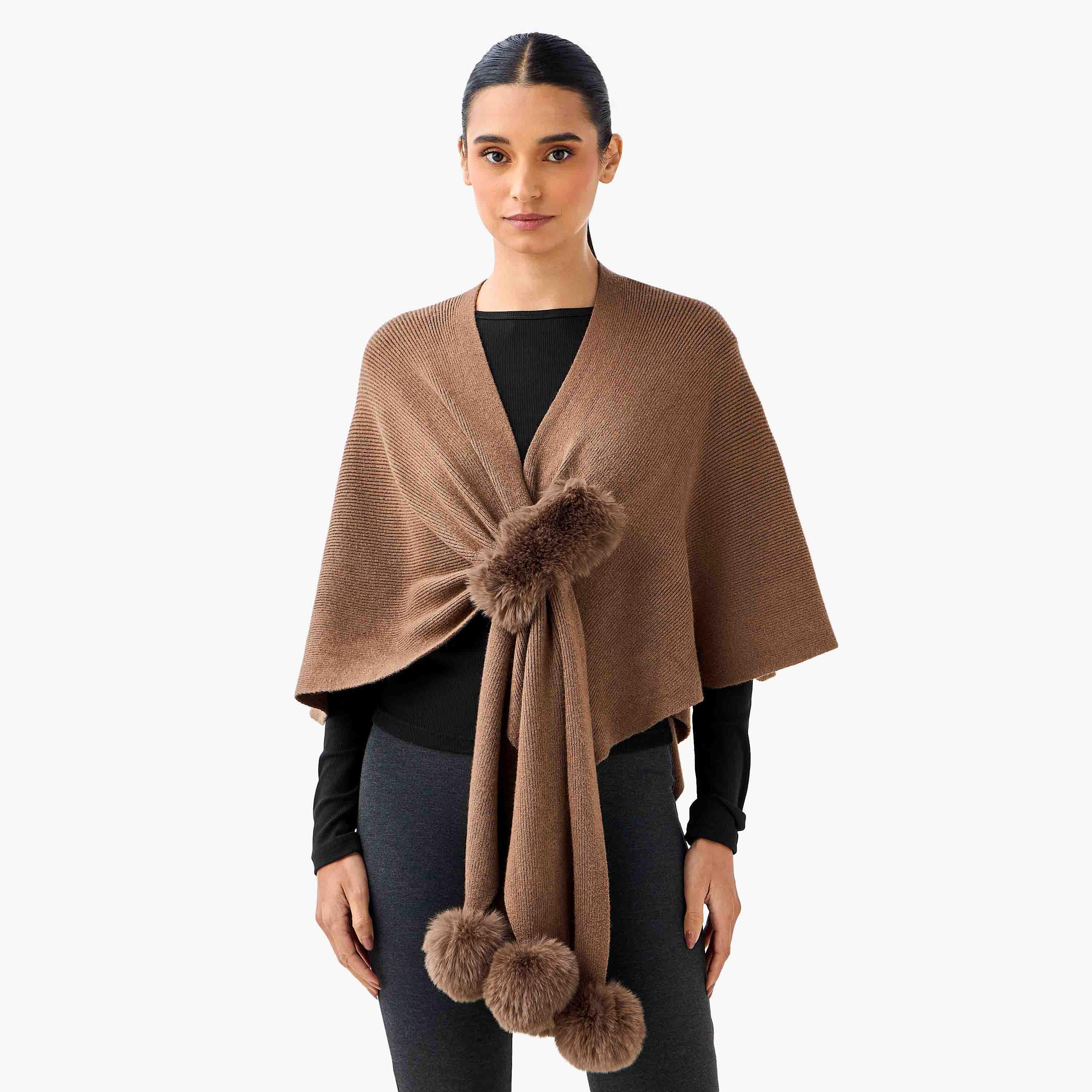 رداء كاب قصير بقصة فرو صناعي-women-winterwear-cardigansandjumpers-cardigans-image-1