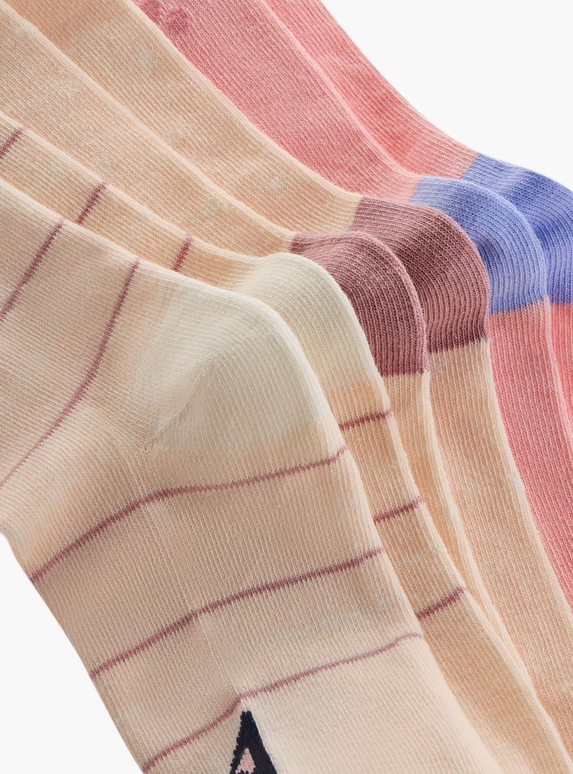 Pack of 3 Cat Detail Crew Length Socks-women-socksandstockings-image-4