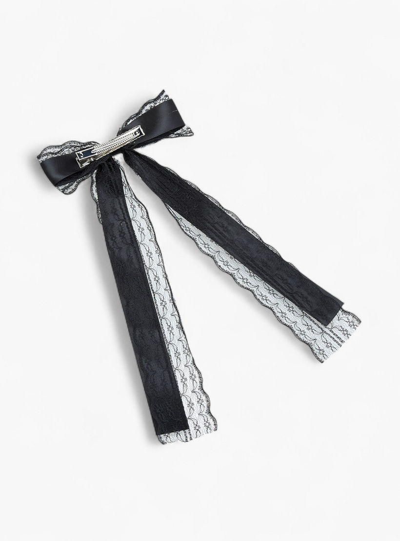 Bow Lace Trim Detail Hair Clip-women-hairaccessories-clips-image-4