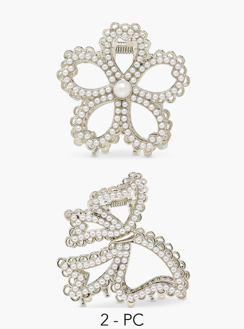مشبك شعر بتفاصيل لؤلؤ - طقم من قطعتين-women-hairaccessories-clamps-image-1