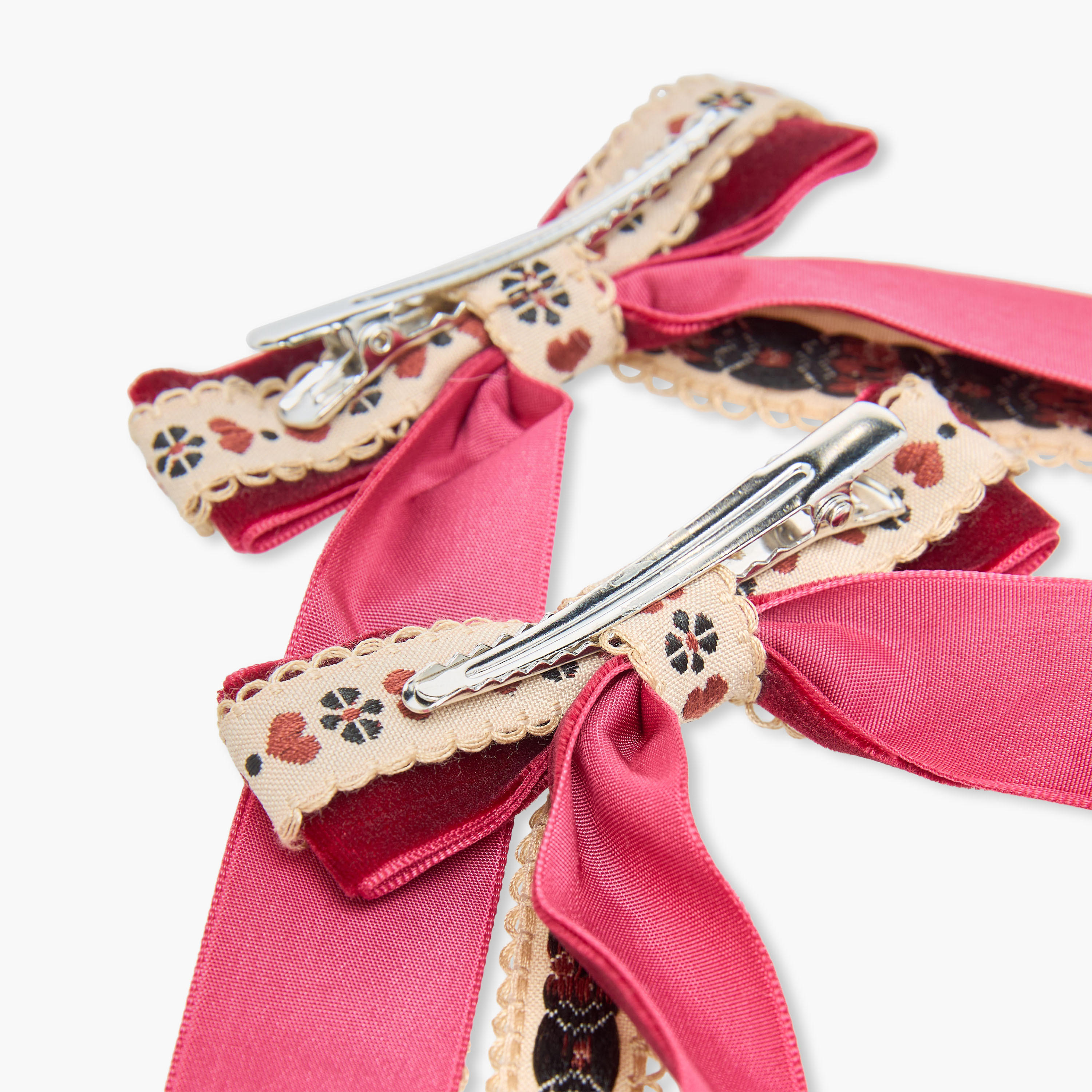 Pack of 2 Bow Hair Clip with Embroidery Detail-women-hairaccessories-clips-image-4