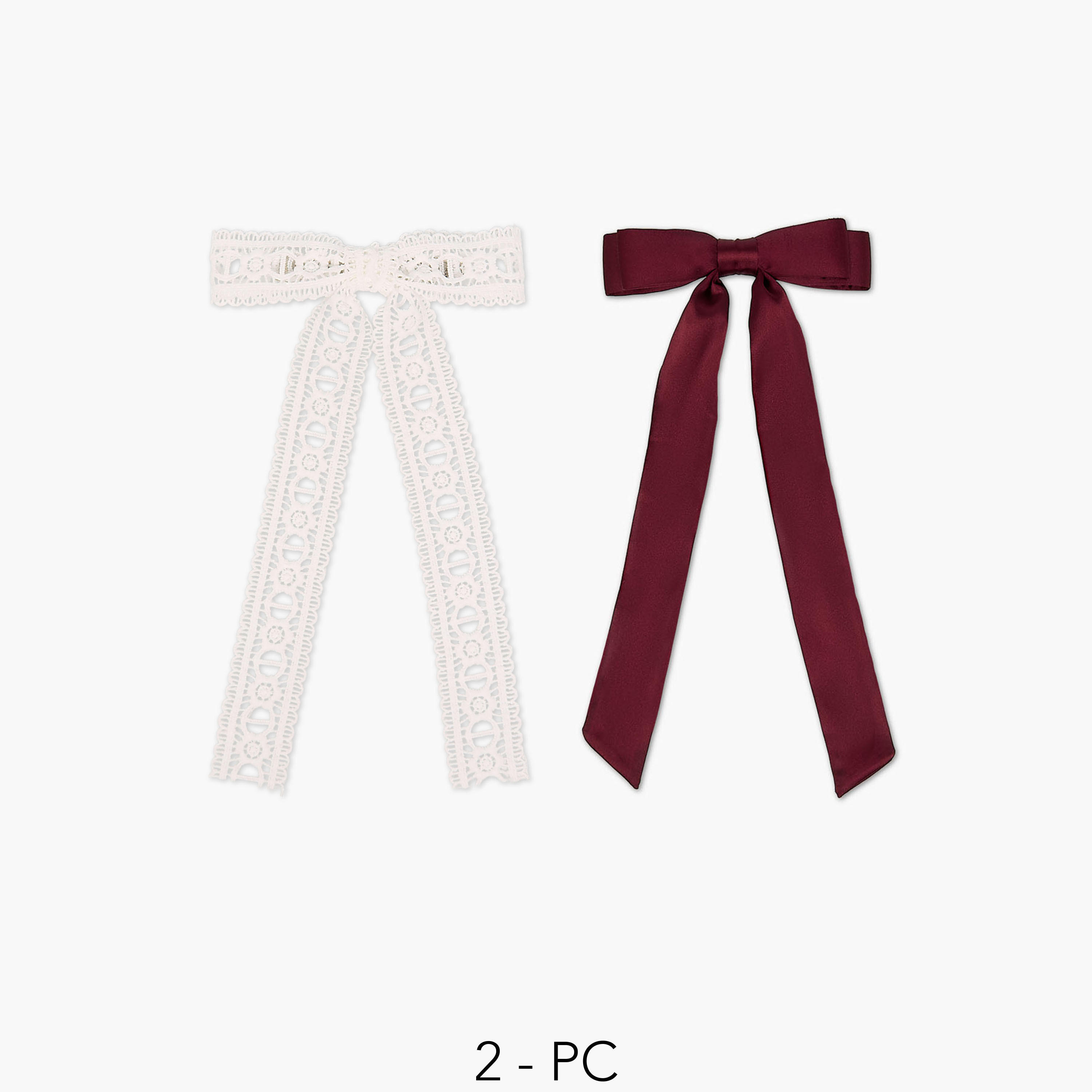 مشابك شعر باريت بزينة فيونكة - عبوة من قطعتين-women-hairaccessories-clips-image-1
