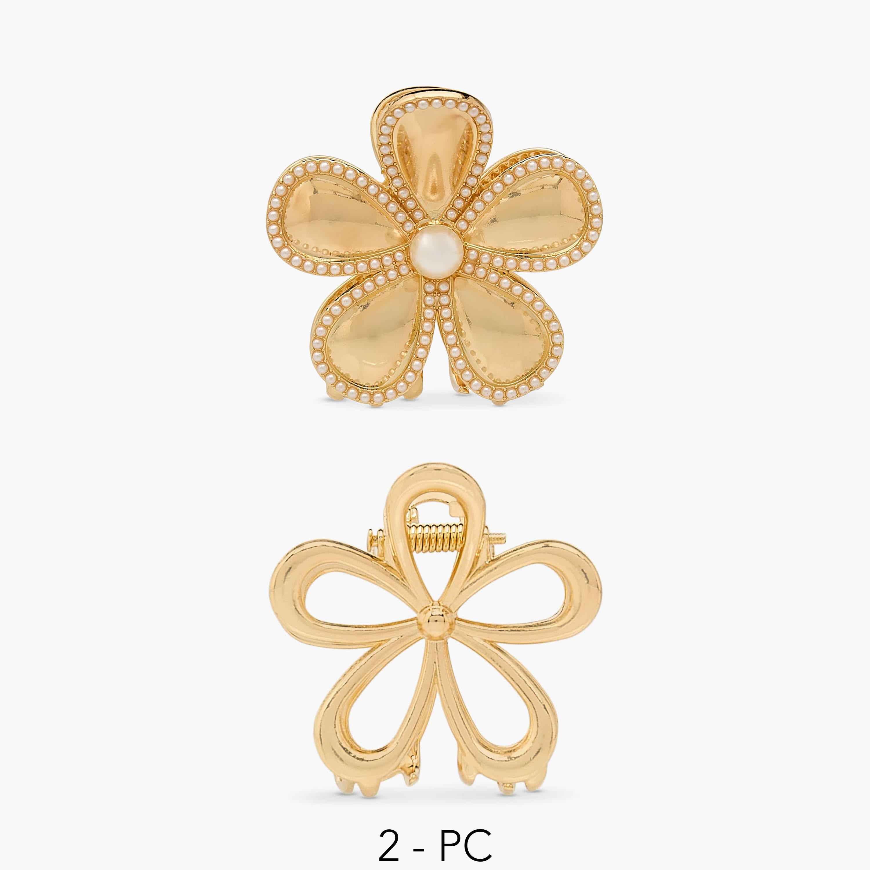 Pack of 2 Bulldog Hair Clamp with Floral Design-women-hairaccessories-clamps-image-1