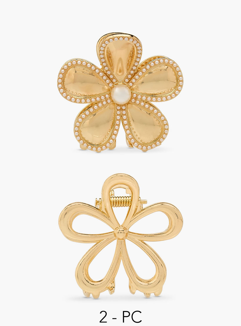 Pack of 2 Bulldog Hair Clamp with Floral Design-women-hairaccessories-clamps-image-1