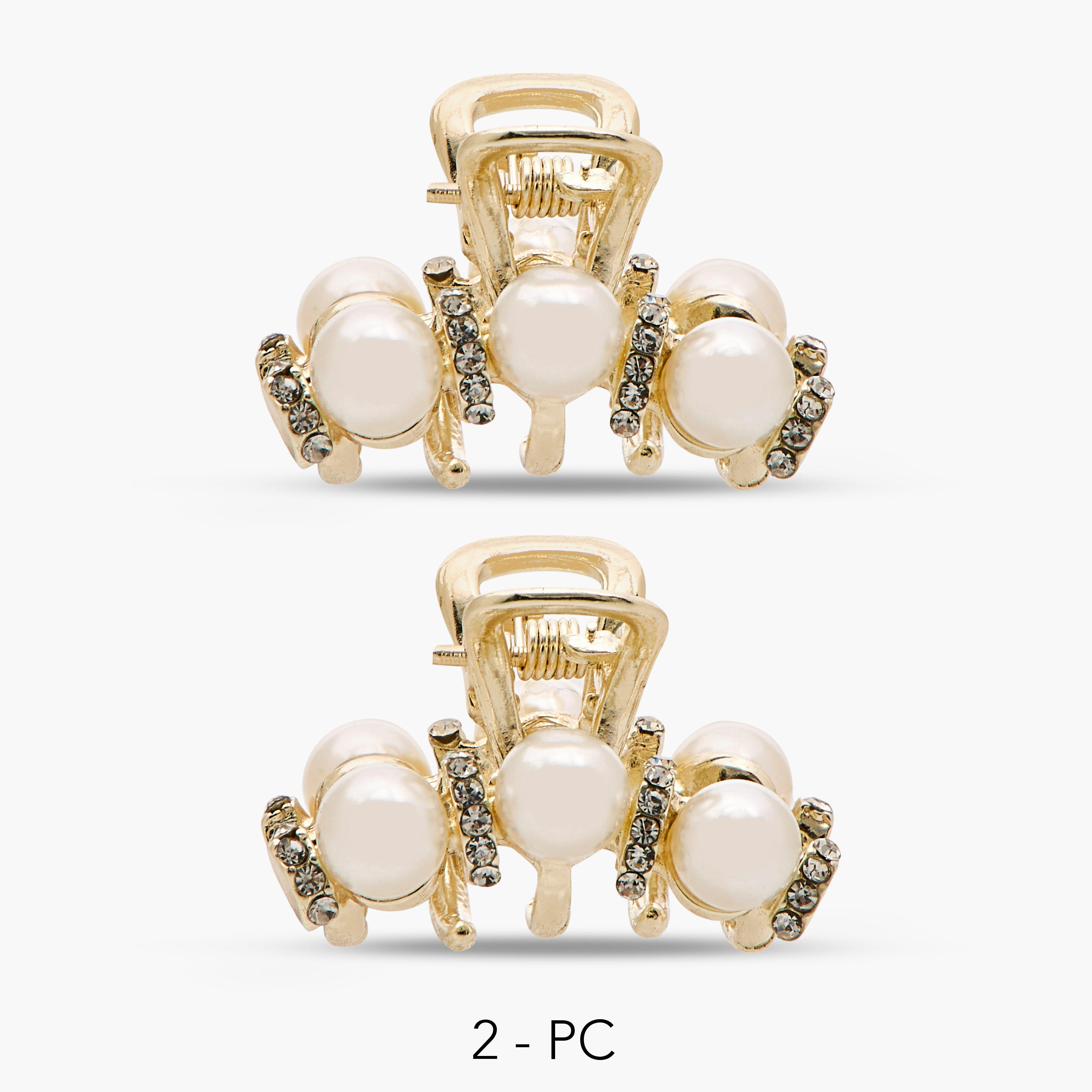 Pack of 2 Bulldog Hair Clamp with Pearl Embellishments-women-hairaccessories-clamps-image-1