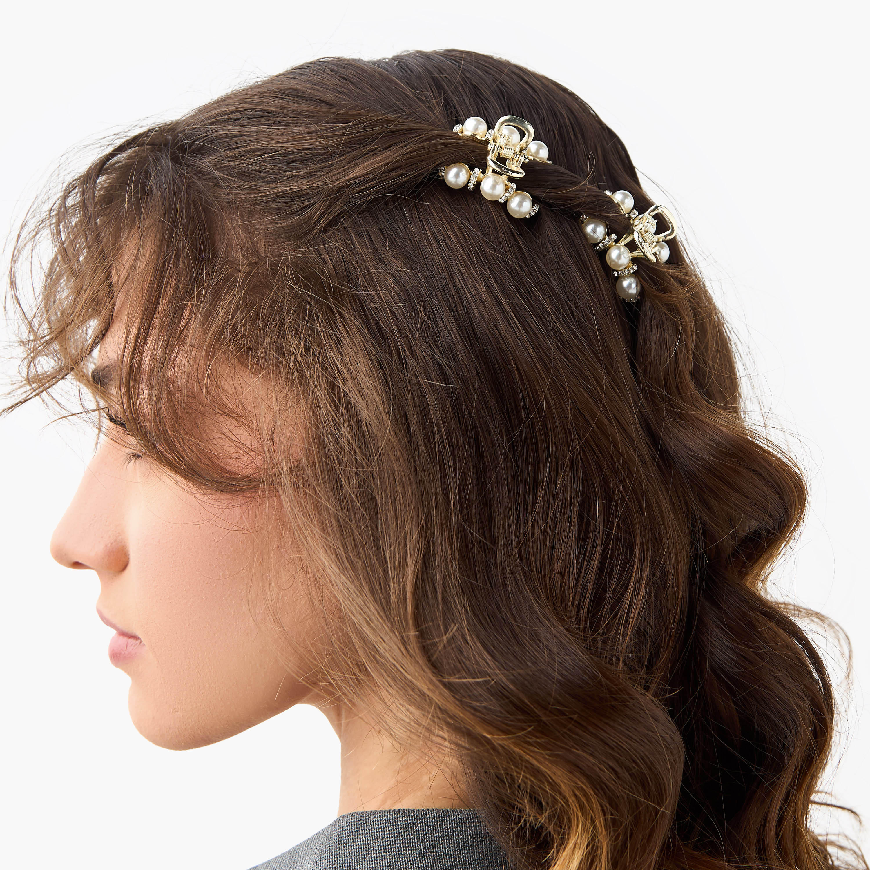 Pack of 2 Bulldog Hair Clamp with Pearl Embellishments-women-hairaccessories-clamps-image-2