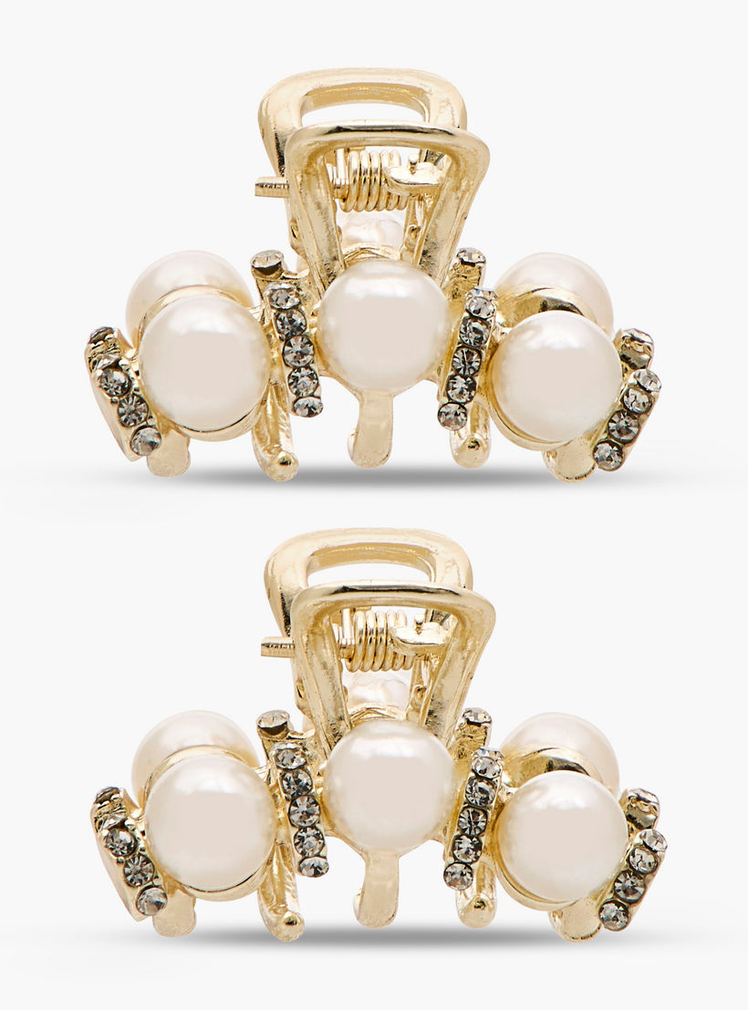 Pack of 2 Bulldog Hair Clamp with Pearl Embellishments-women-hairaccessories-clamps-image-5