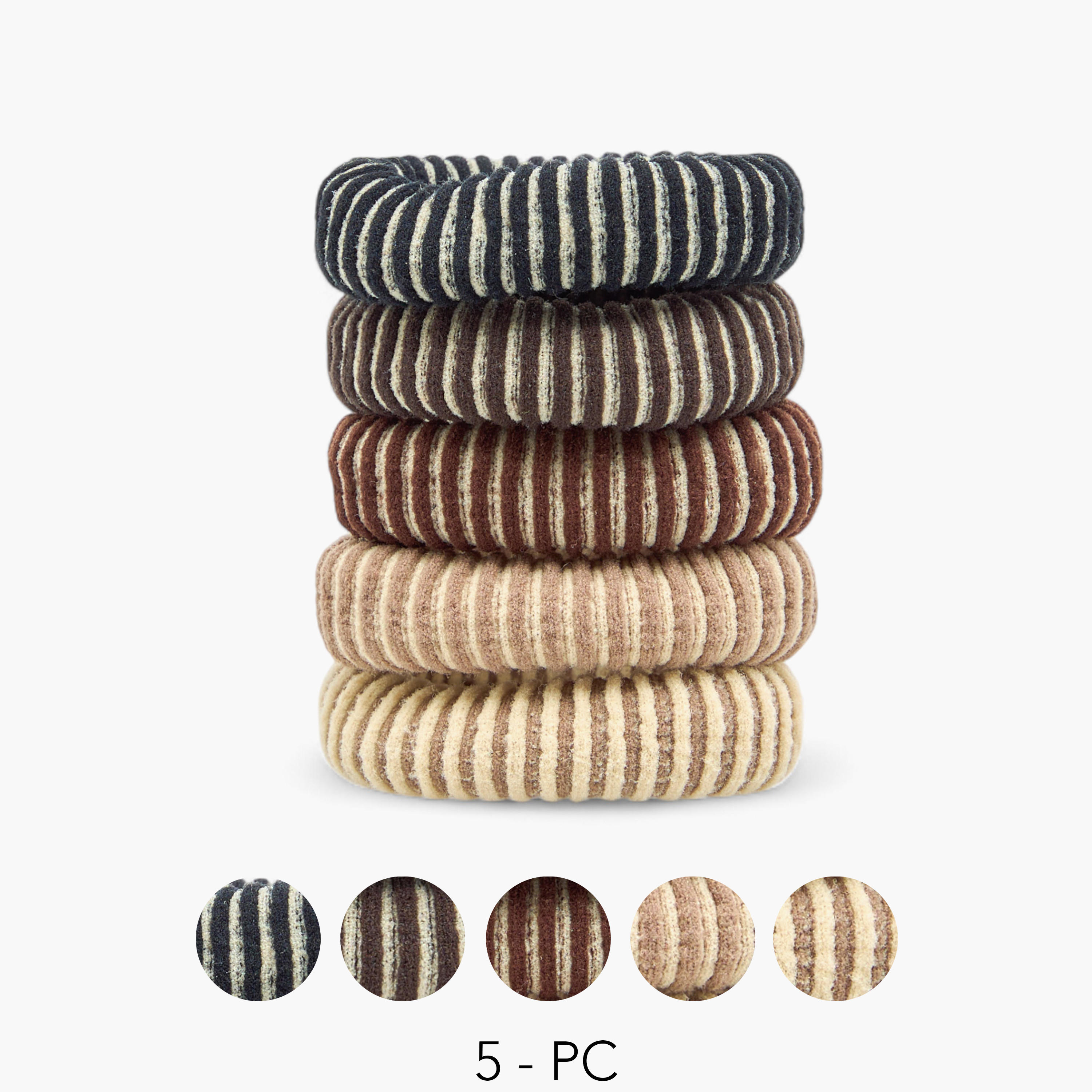 طقم ربطات شعر قماش مضلعة من 5 قطع-women-hairaccessories-scrunchies-image-1