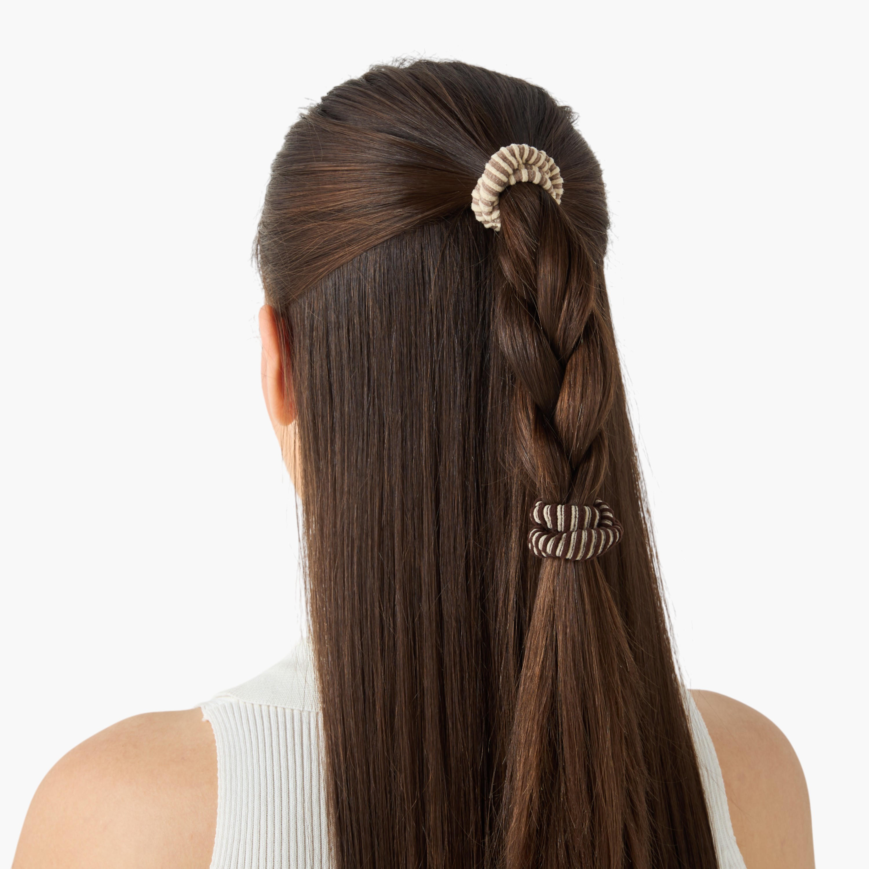 Pack of 5 Ribbed Fabric Hair Scrunchie-women-hairaccessories-scrunchies-image-2