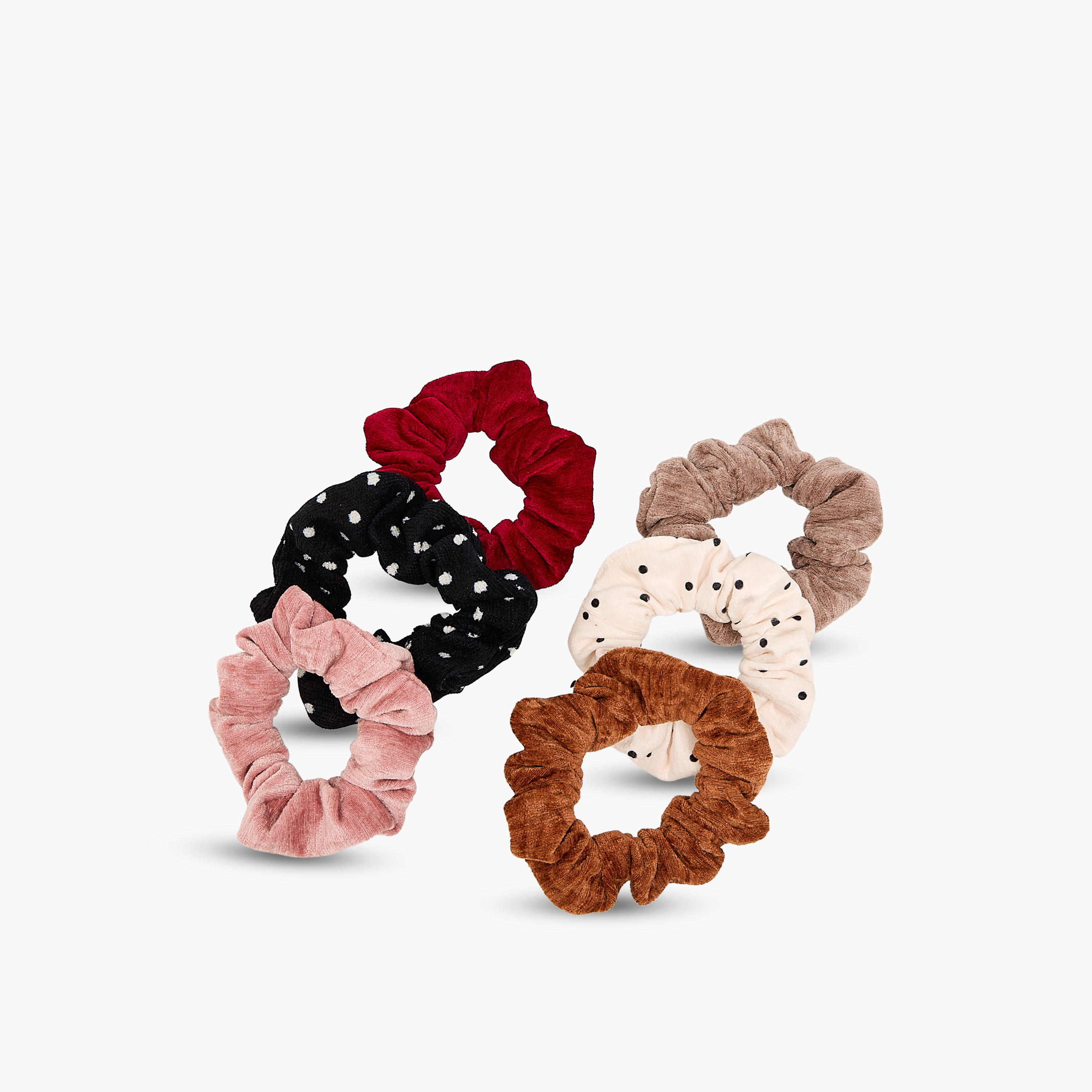 ربطات شعر سكرانشي مخملية -عبوة 6 قطع-women-hairaccessories-scrunchies-image-2