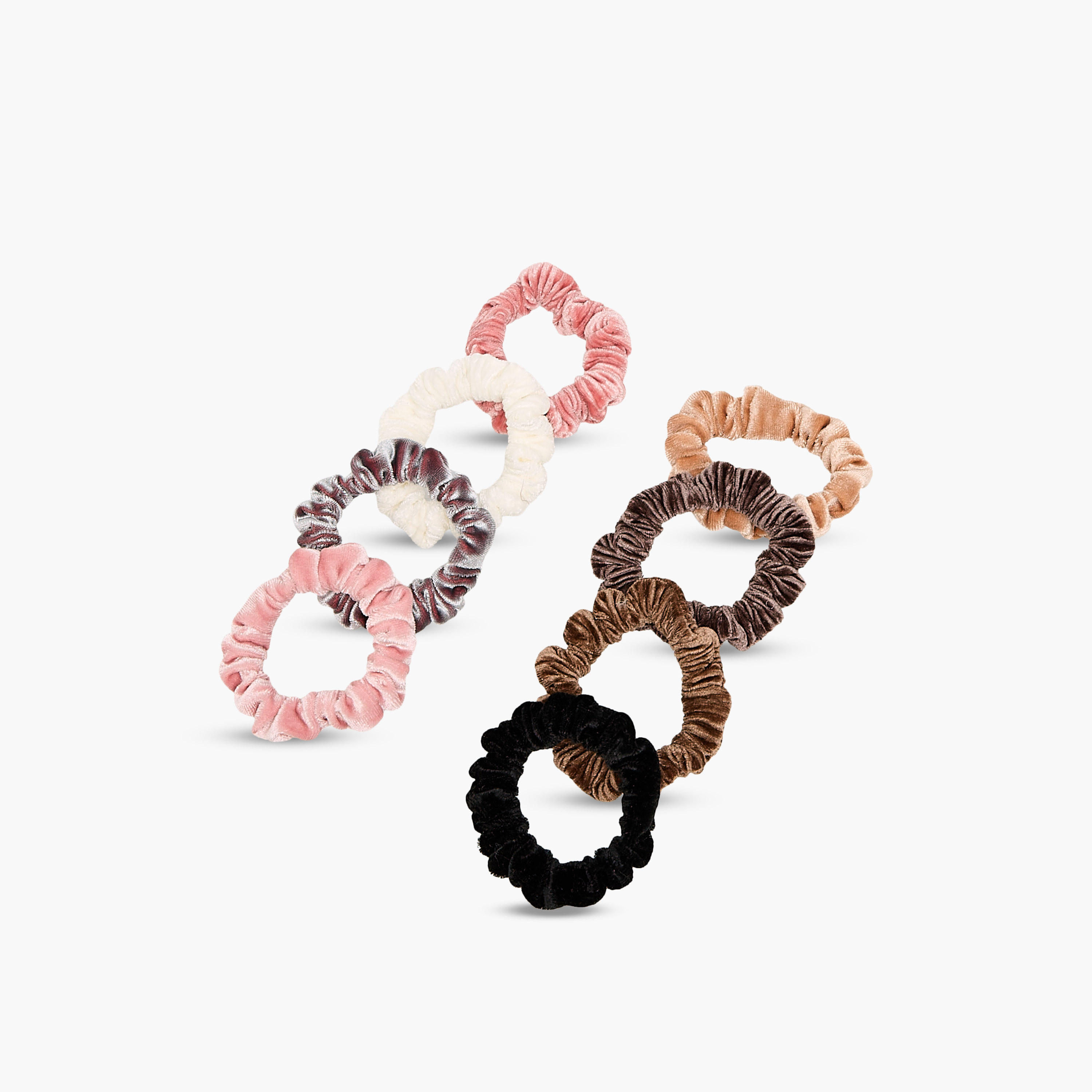 ربطات شعر سكرانشي مخملية بطيّات - عبوة 8 قطع-women-hairaccessories-scrunchies-image-2