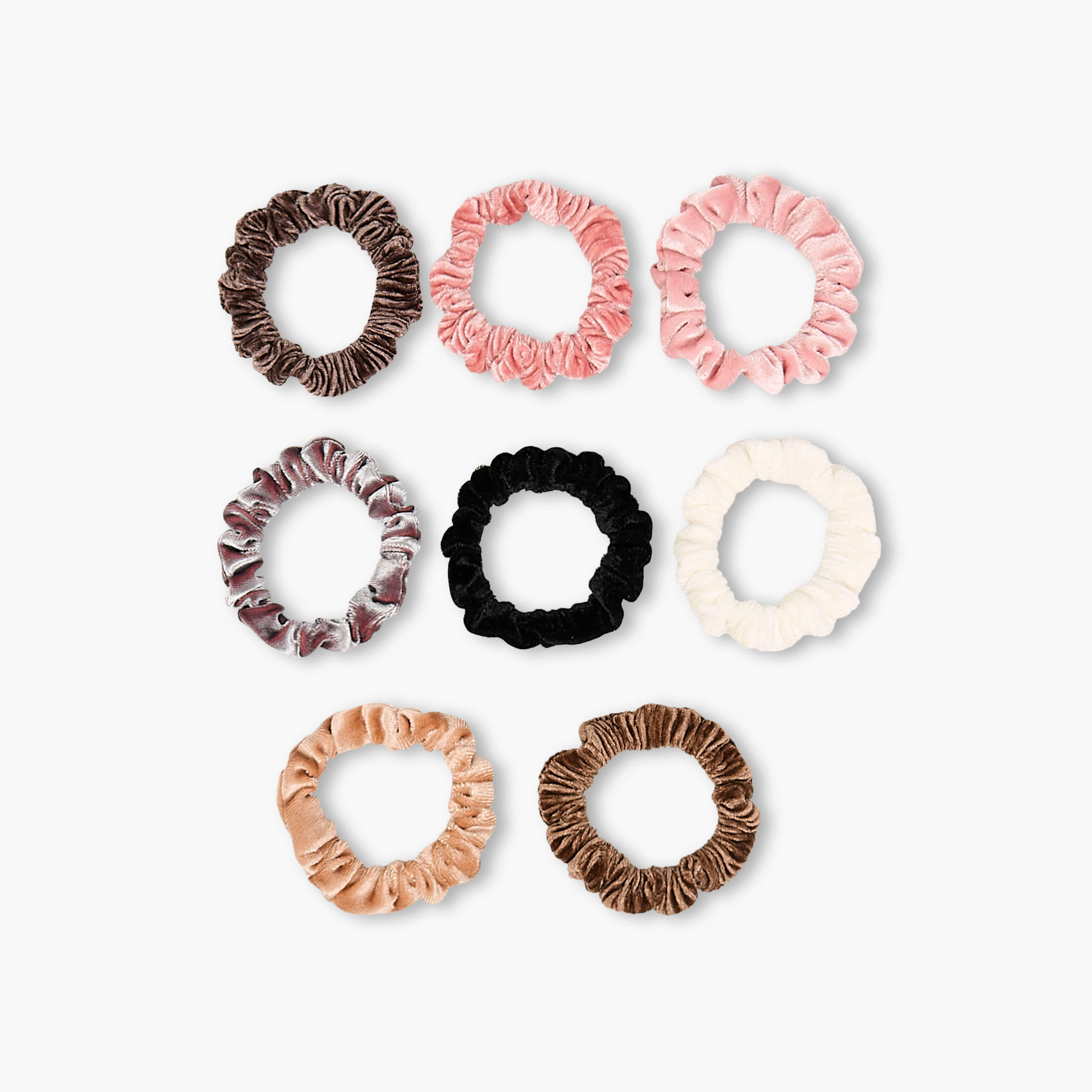 ربطات شعر سكرانشي مخملية بطيّات - عبوة 8 قطع-women-hairaccessories-scrunchies-image-3
