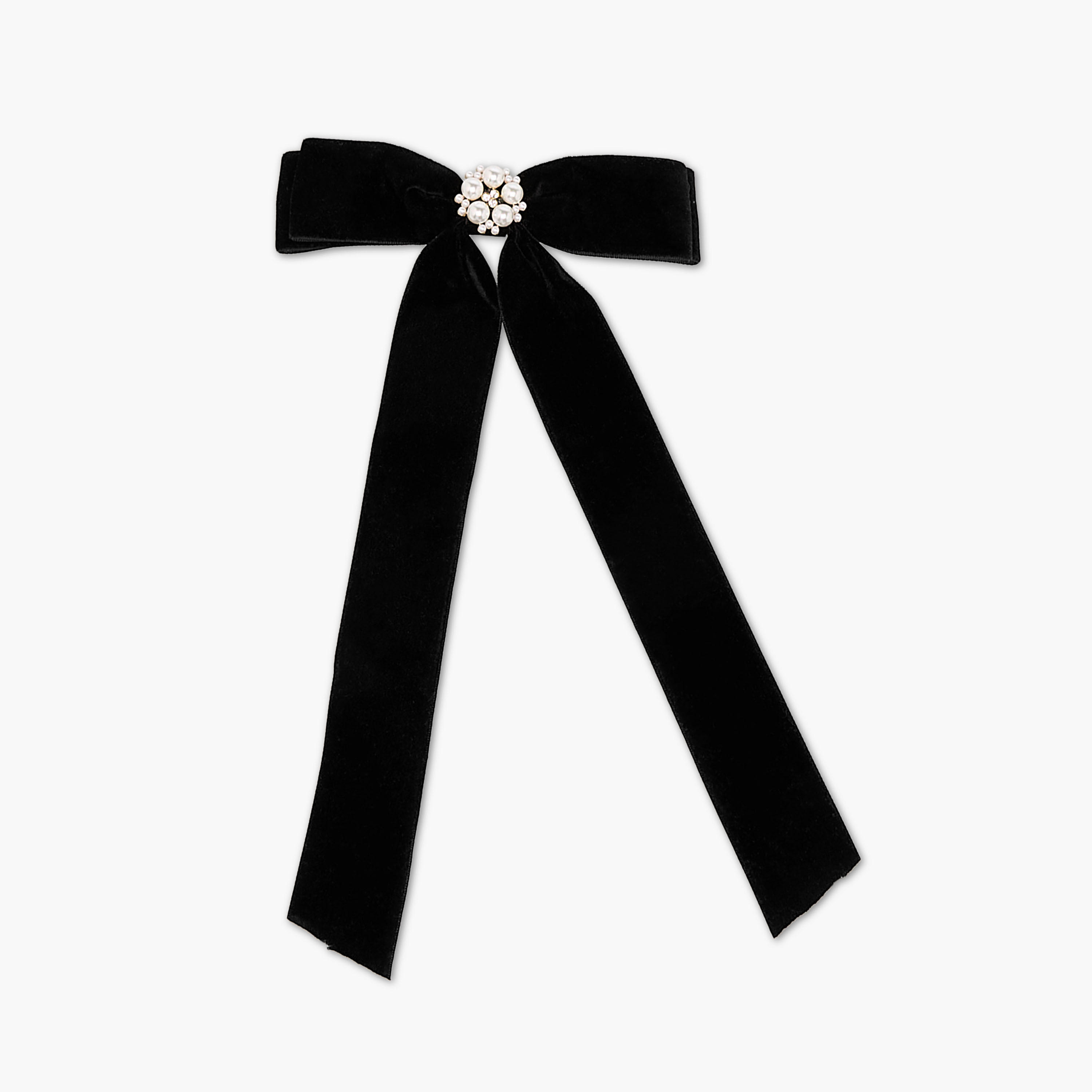 مشبك شعر فيونكة مخملي بتفاصيل لؤلؤ-women-hairaccessories-clips-image-1