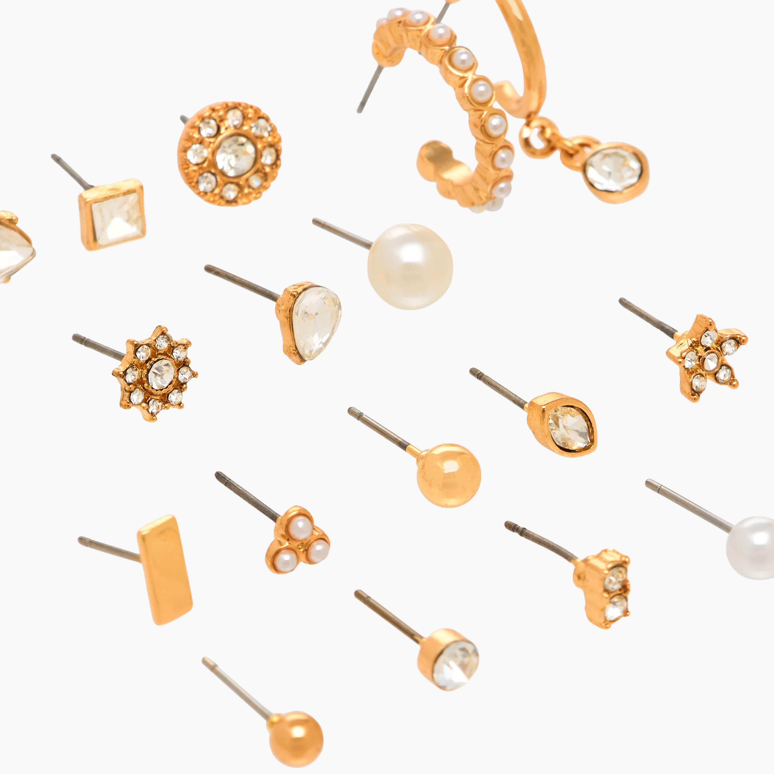 حلقان مرصعة ميتاليك مزينة بمكبس إغلاق خلفي - عبوة 20 زوج-women-watchesandjewellery-jewellery-earrings-image-4