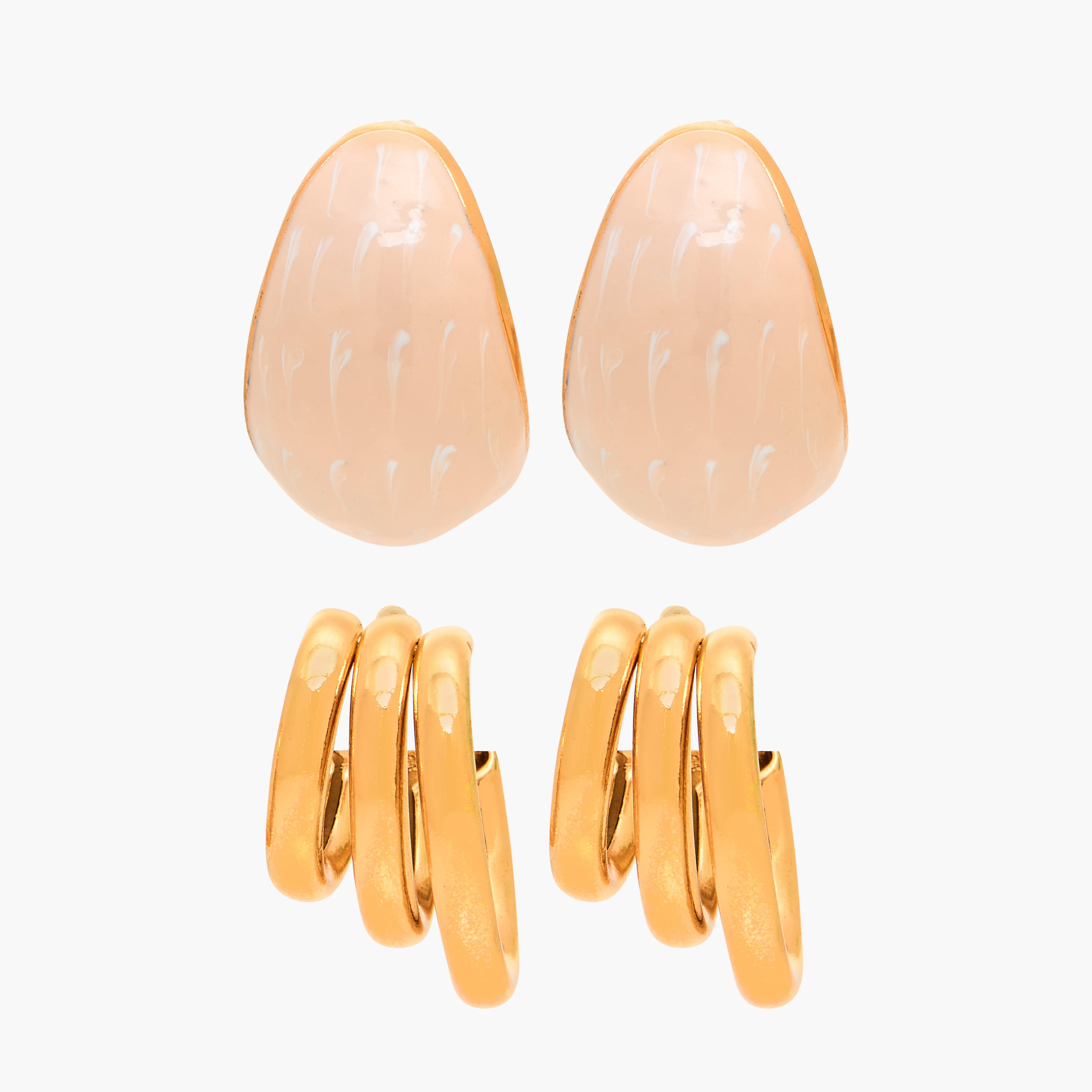 طقم حلقان ميتاليك مرصعة بمكبس إغلاق خلفي من زوجين-women-watchesandjewellery-jewellery-earrings-image-7