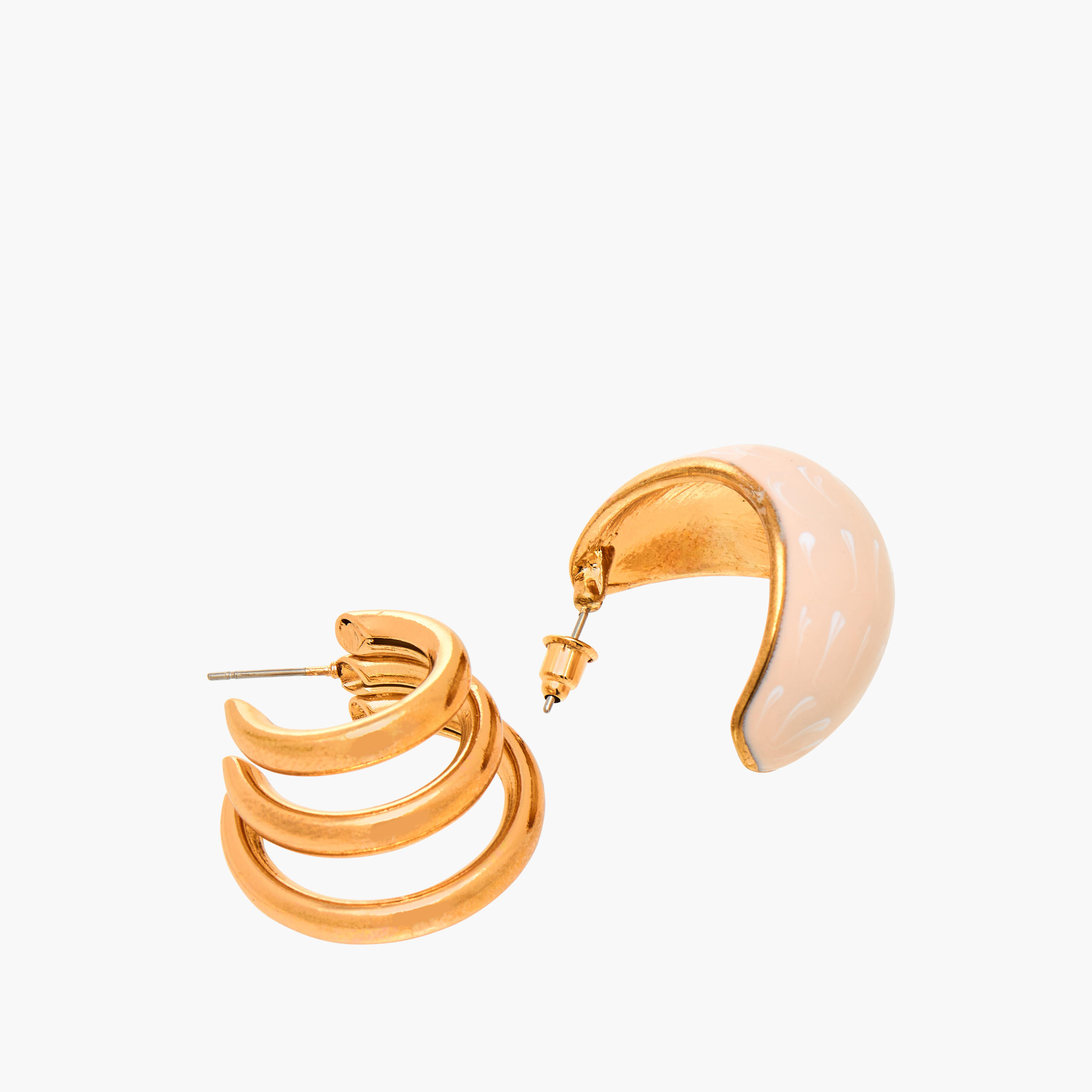 طقم حلقان ميتاليك مرصعة بمكبس إغلاق خلفي من زوجين-women-watchesandjewellery-jewellery-earrings-image-5
