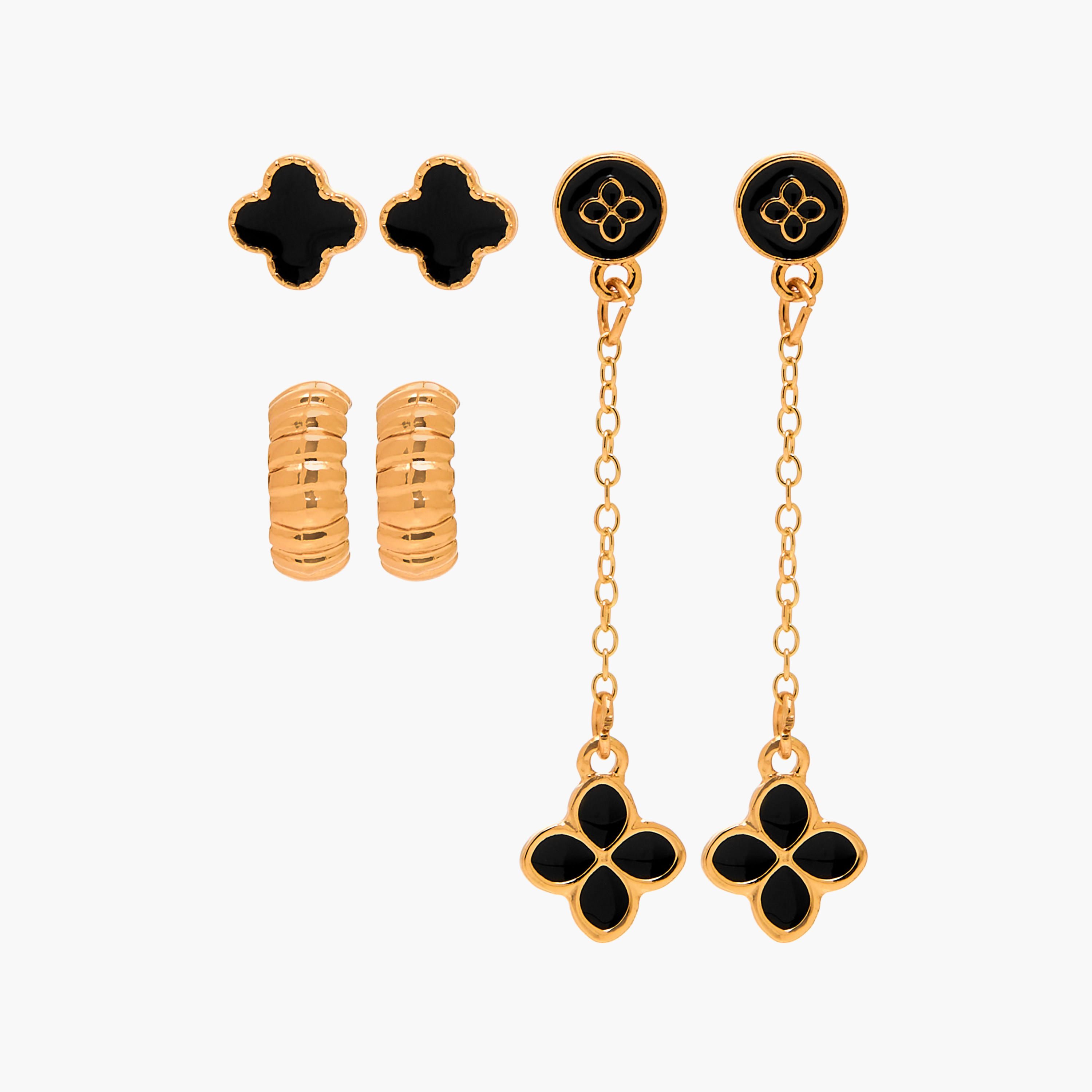 طقم حلقان ميتاليك ميتاليك بمكبس إغلاق خلفي من 3 أزواج-women-watchesandjewellery-jewellery-earrings-image-1
