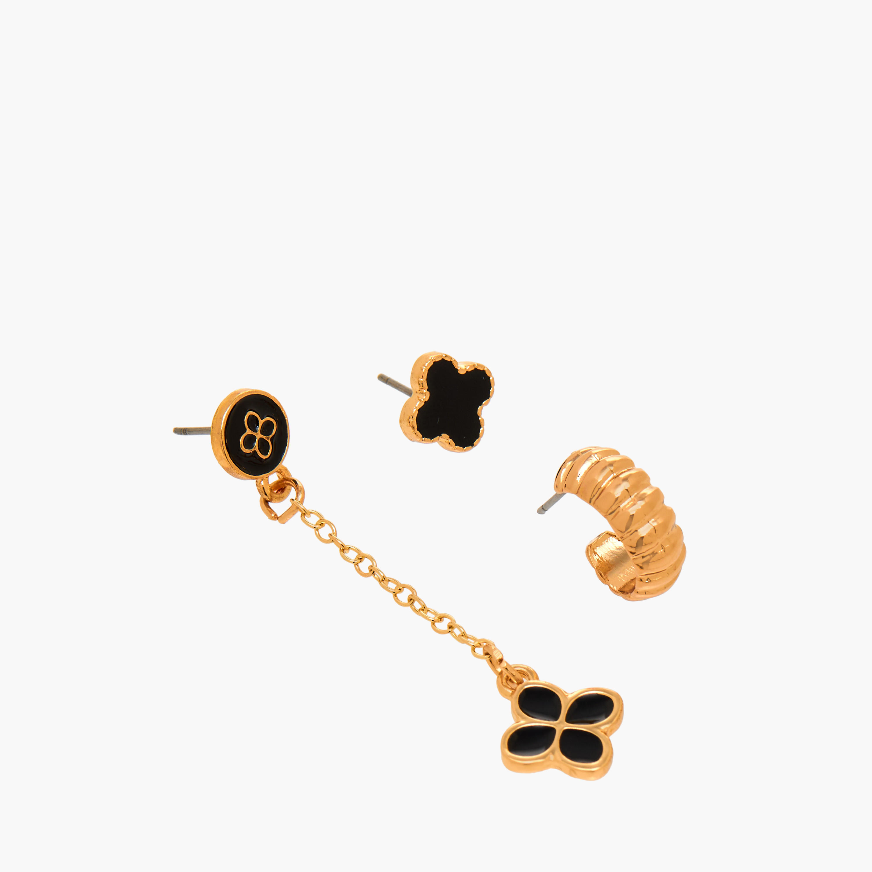 طقم حلقان ميتاليك ميتاليك بمكبس إغلاق خلفي من 3 أزواج-women-watchesandjewellery-jewellery-earrings-image-3