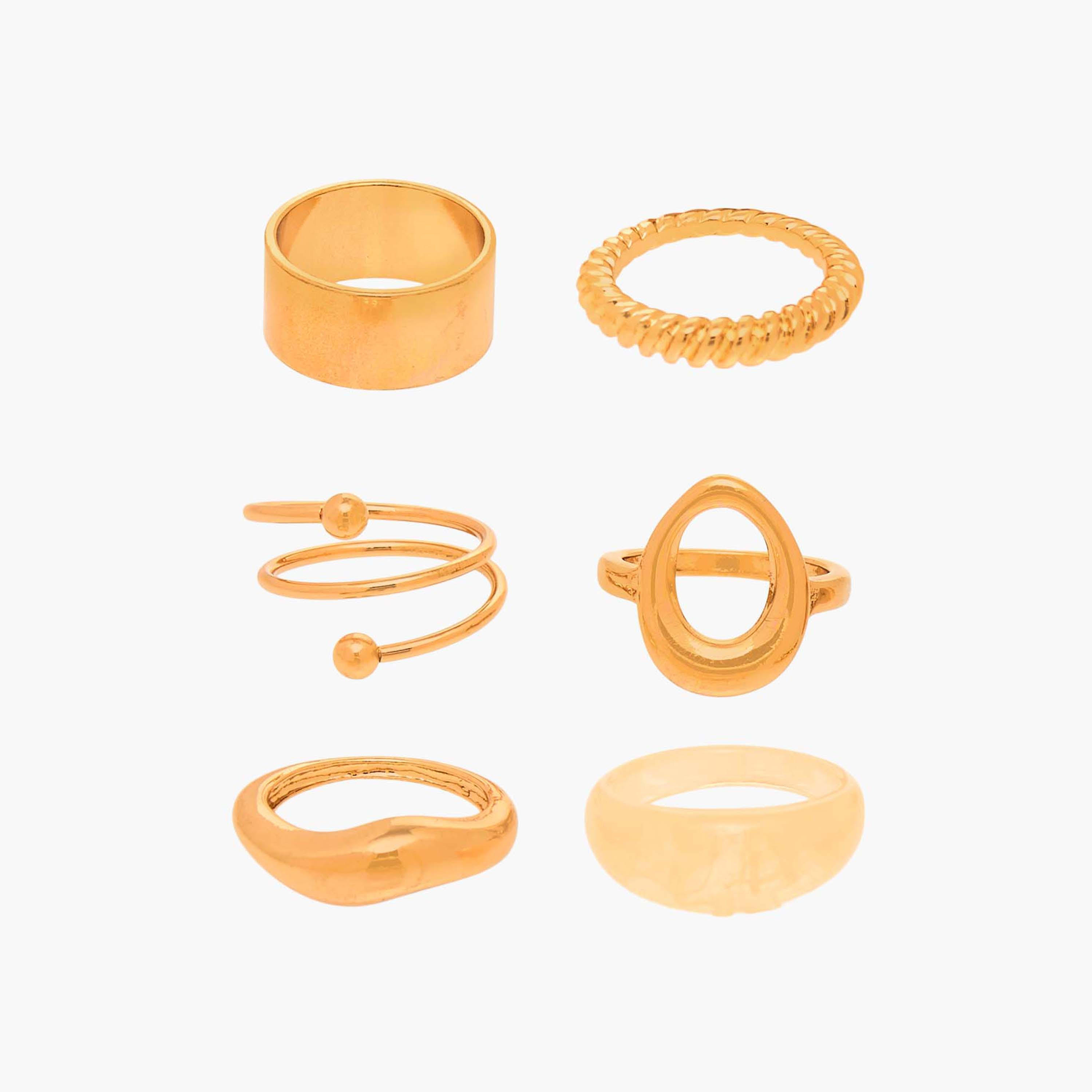 خاتم معدن - مجموعة من 6 قطع-women-watchesandjewellery-jewellery-rings-image-1