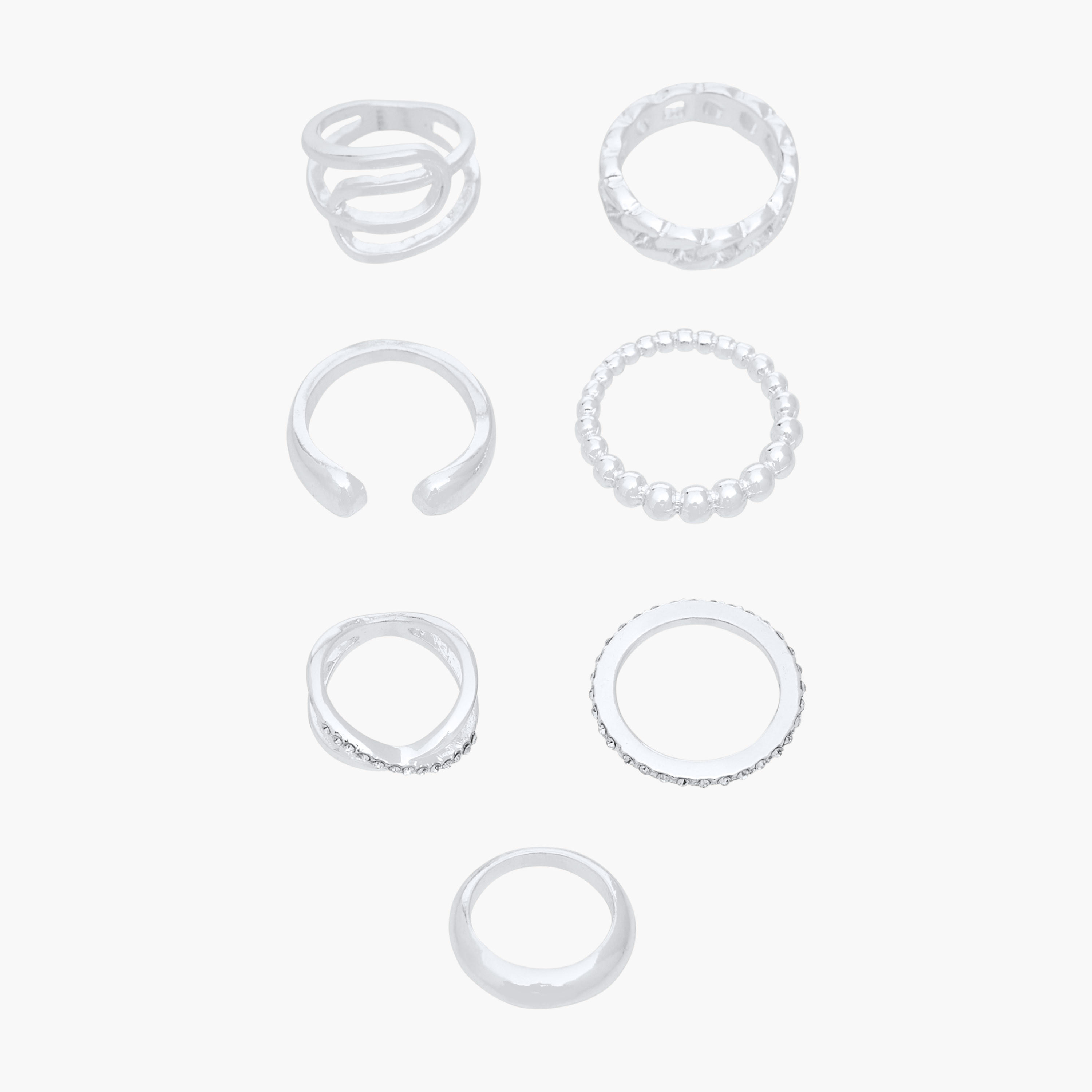 خواتم ميتاليك - طقم 7 قطع-women-watchesandjewellery-jewellery-rings-image-1