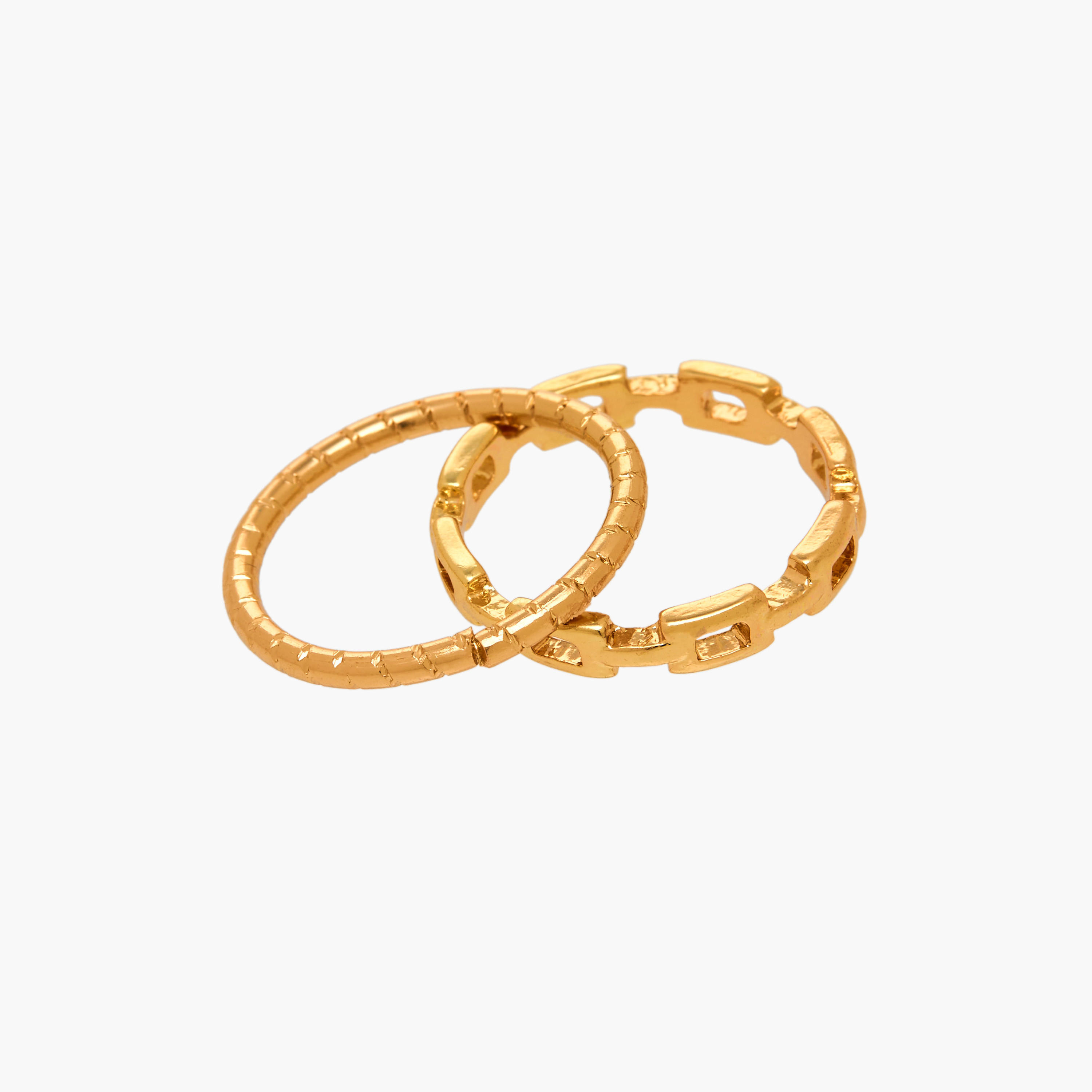 خاتم معدن بارز الملمس - مجموعة من 5 قطع-women-watchesandjewellery-jewellery-rings-image-4