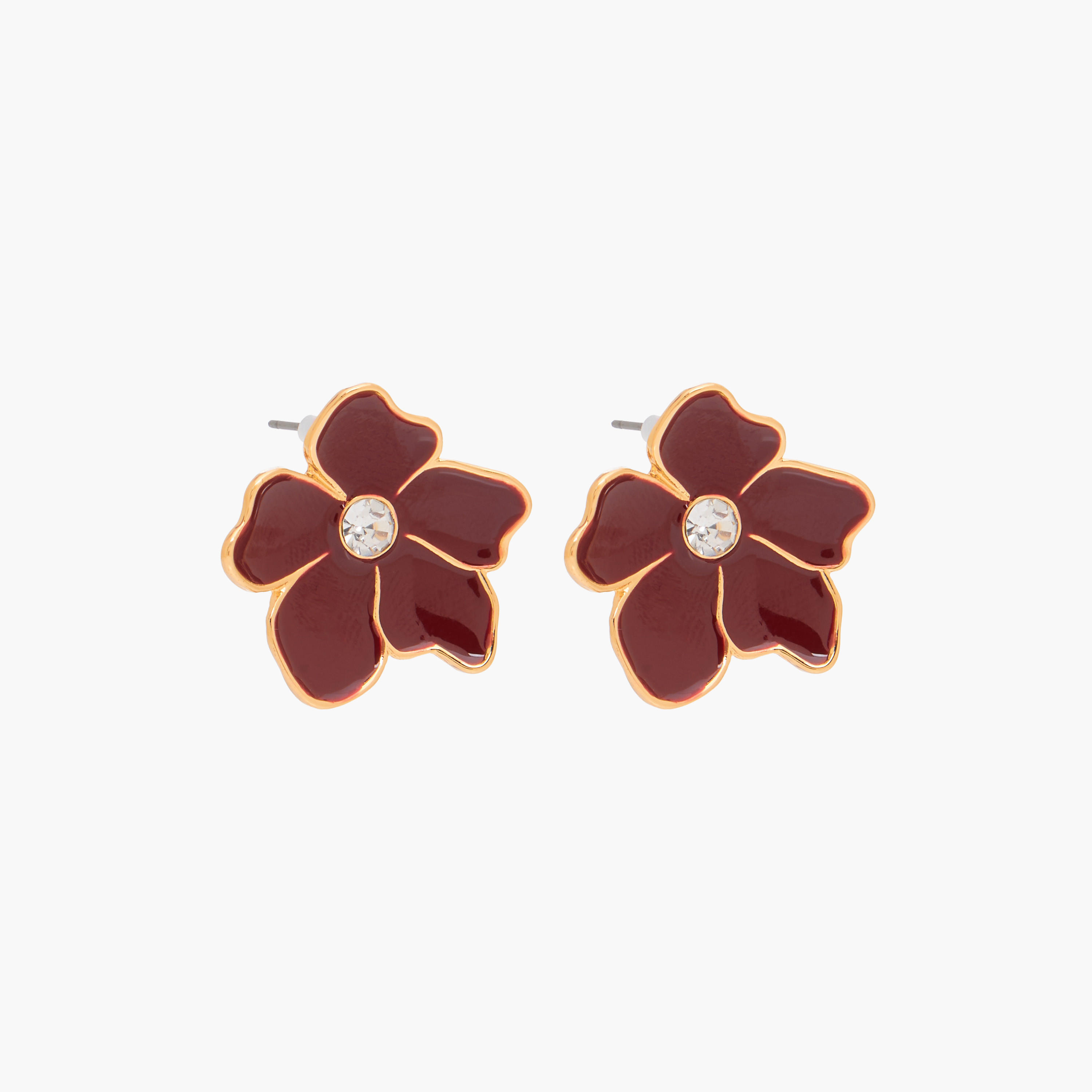 حلقان مرصعة ميتاليك بتصميم زهري وبمكبس إغلاق خلفي - طقم من 3 أزواج-women-watchesandjewellery-jewellery-earrings-image-3