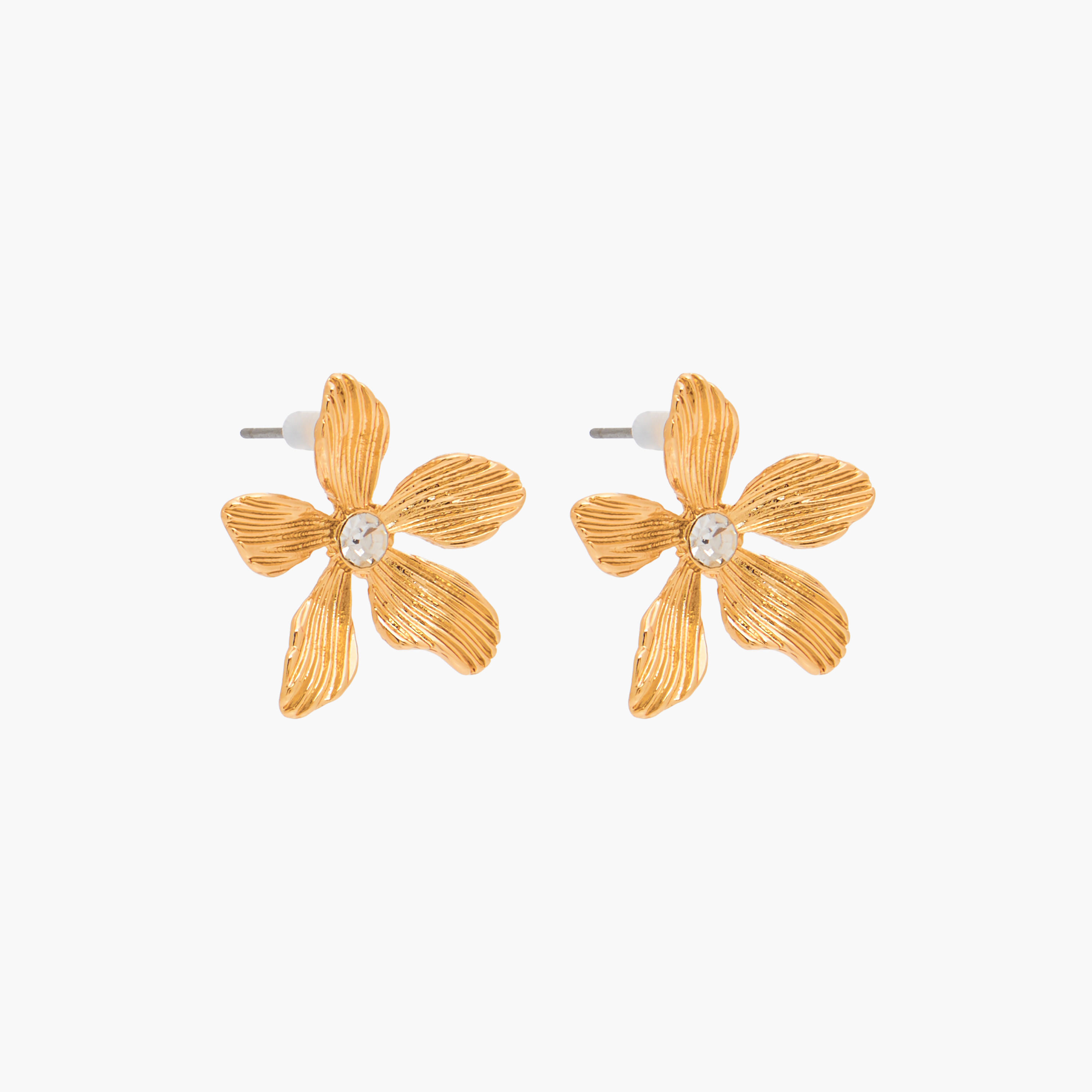حلقان مرصعة ميتاليك بتصميم زهري وبمكبس إغلاق خلفي - طقم من 3 أزواج-women-watchesandjewellery-jewellery-earrings-image-4