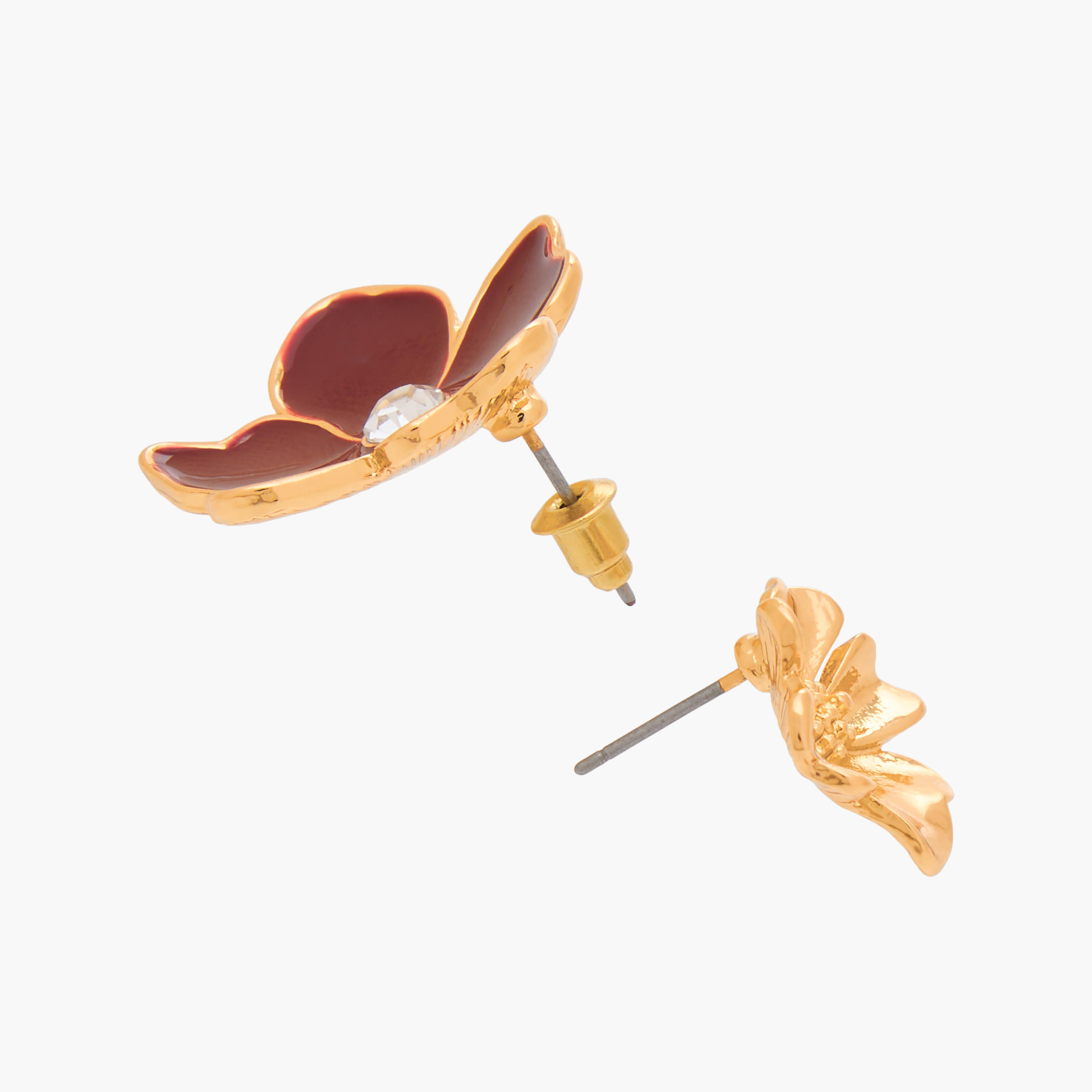 حلقان مرصعة ميتاليك بتصميم زهري وبمكبس إغلاق خلفي - طقم من 3 أزواج-women-watchesandjewellery-jewellery-earrings-image-7