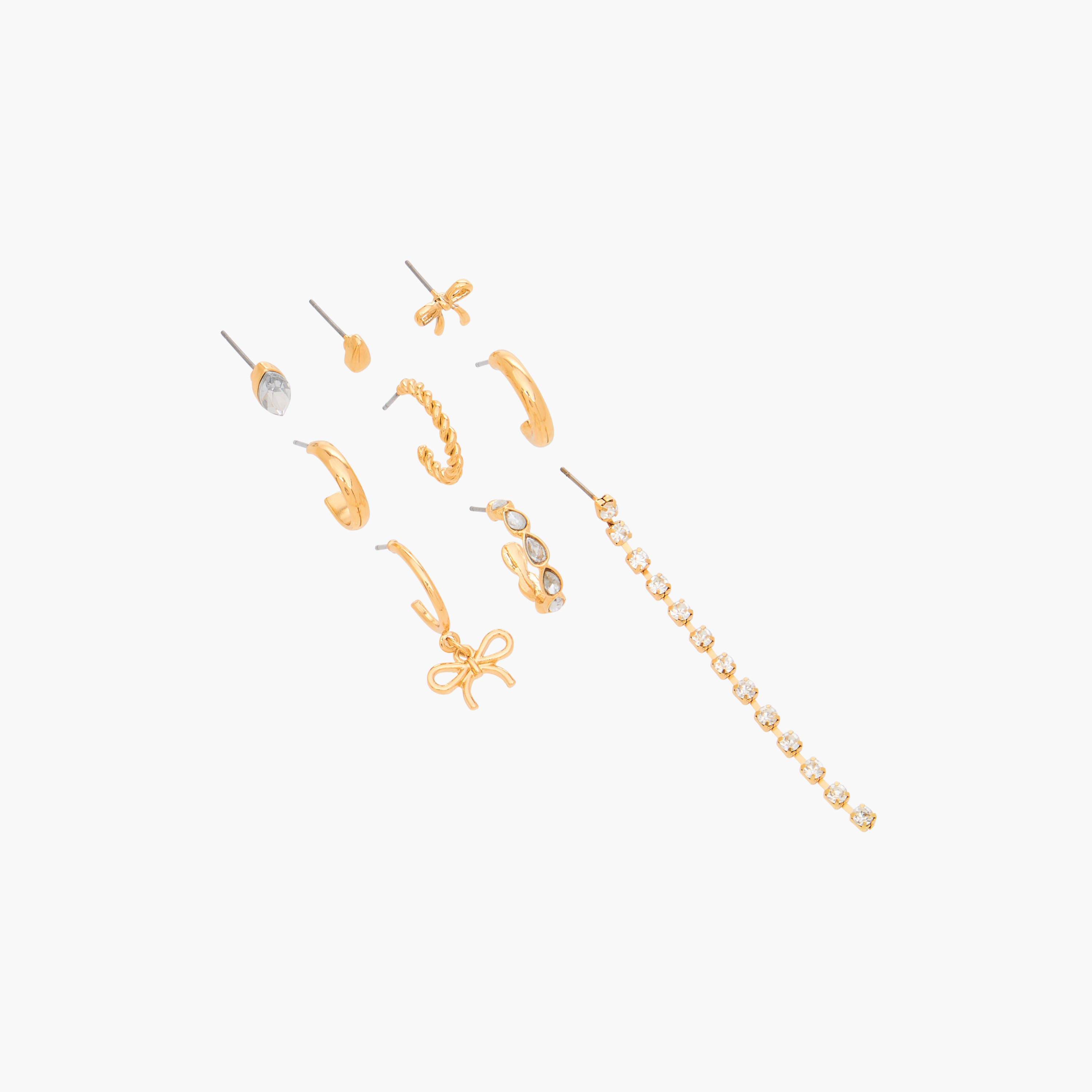حلقان طوق ذهبية اللون مرصّعة - عبوة من 9 أزواج-women-watchesandjewellery-jewellery-earrings-image-3
