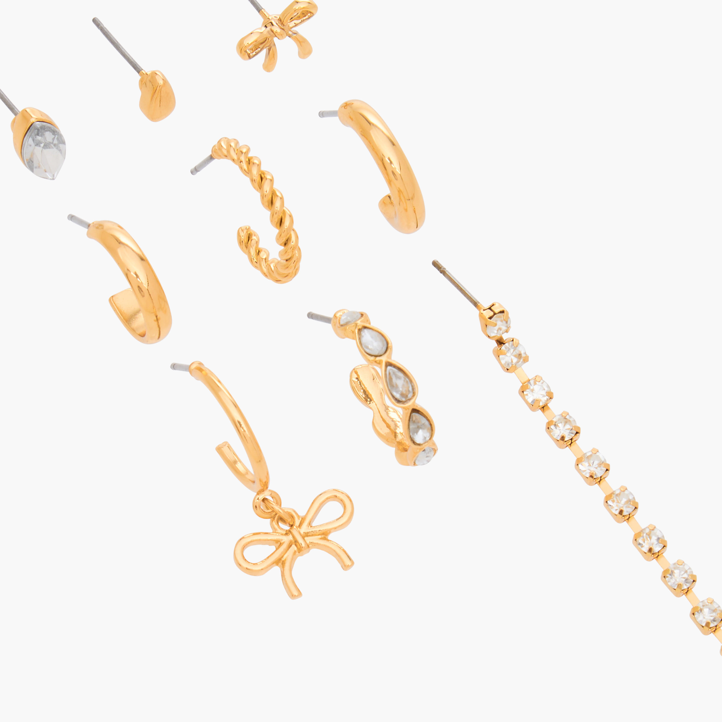 حلقان طوق ذهبية اللون مرصّعة - عبوة من 9 أزواج-women-watchesandjewellery-jewellery-earrings-image-4