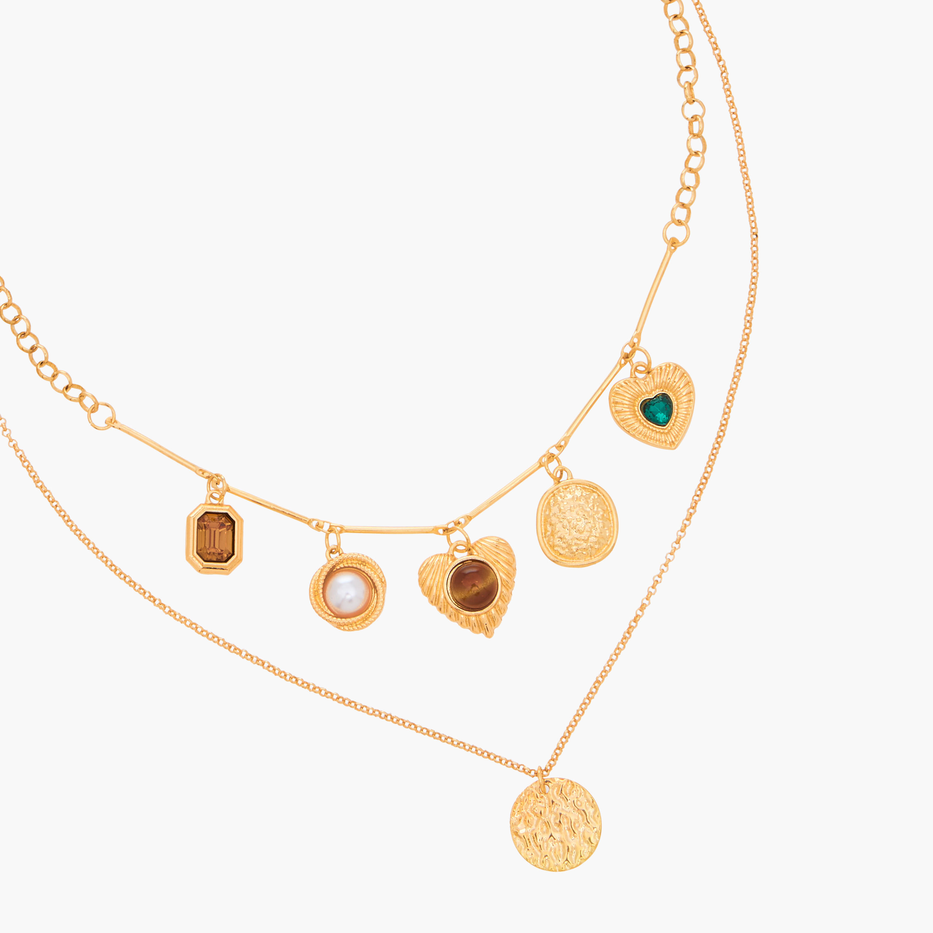 Metallic Layered Necklace with Charms-women-watchesandjewellery-jewellery-necklacesandpendants-image-3