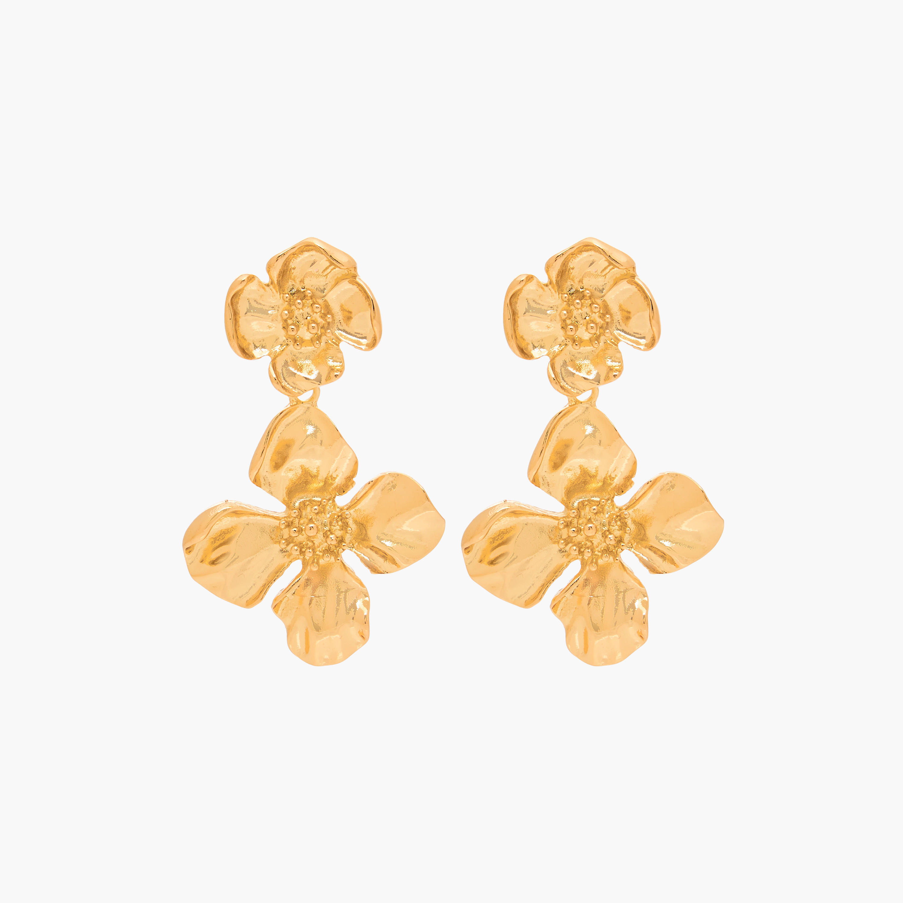 حلق ميتاليك متدلي بتصميم زهرة ومكبس إغلاق خلفي-women-watchesandjewellery-jewellery-earrings-image-1
