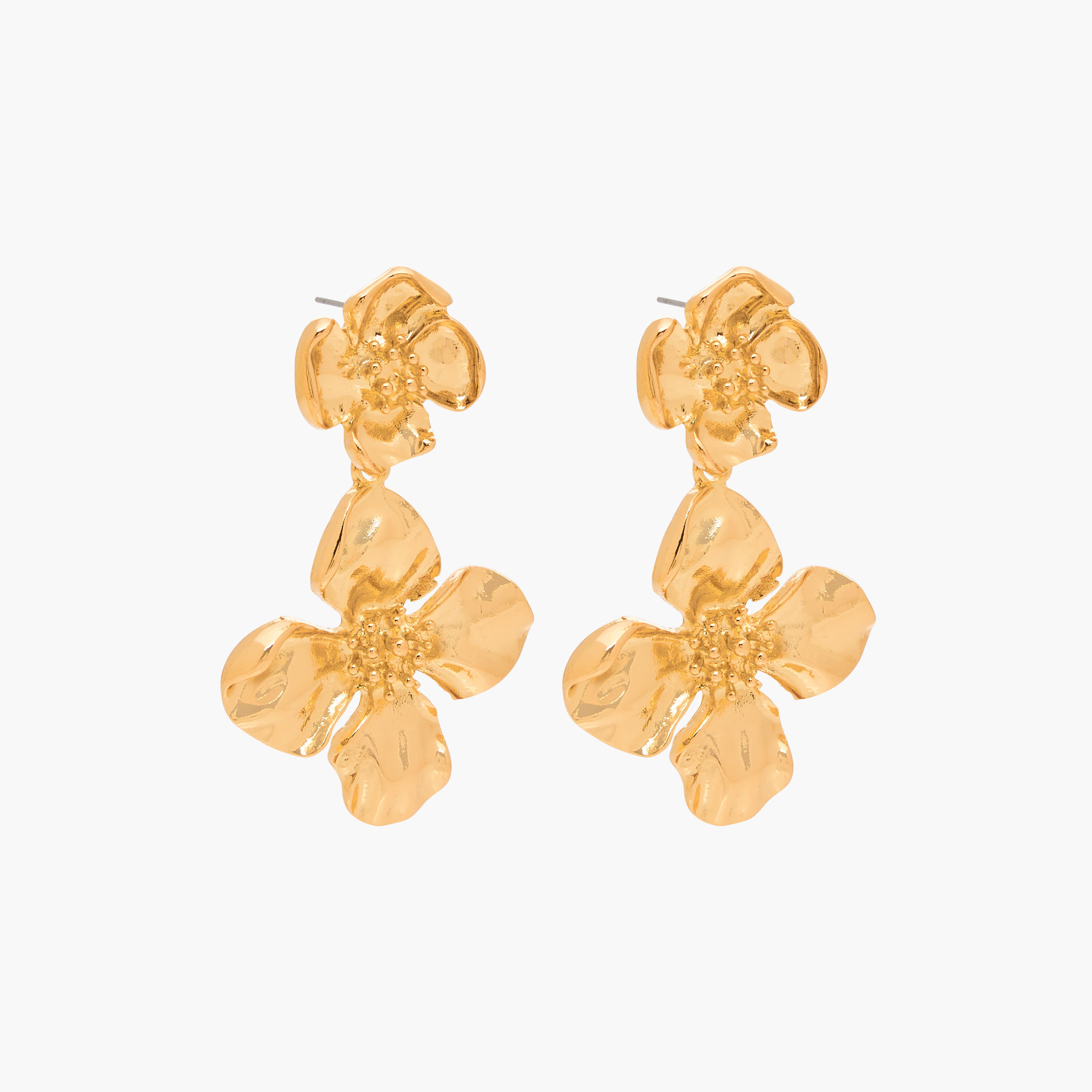 حلق ميتاليك متدلي بتصميم زهرة ومكبس إغلاق خلفي-women-watchesandjewellery-jewellery-earrings-image-3