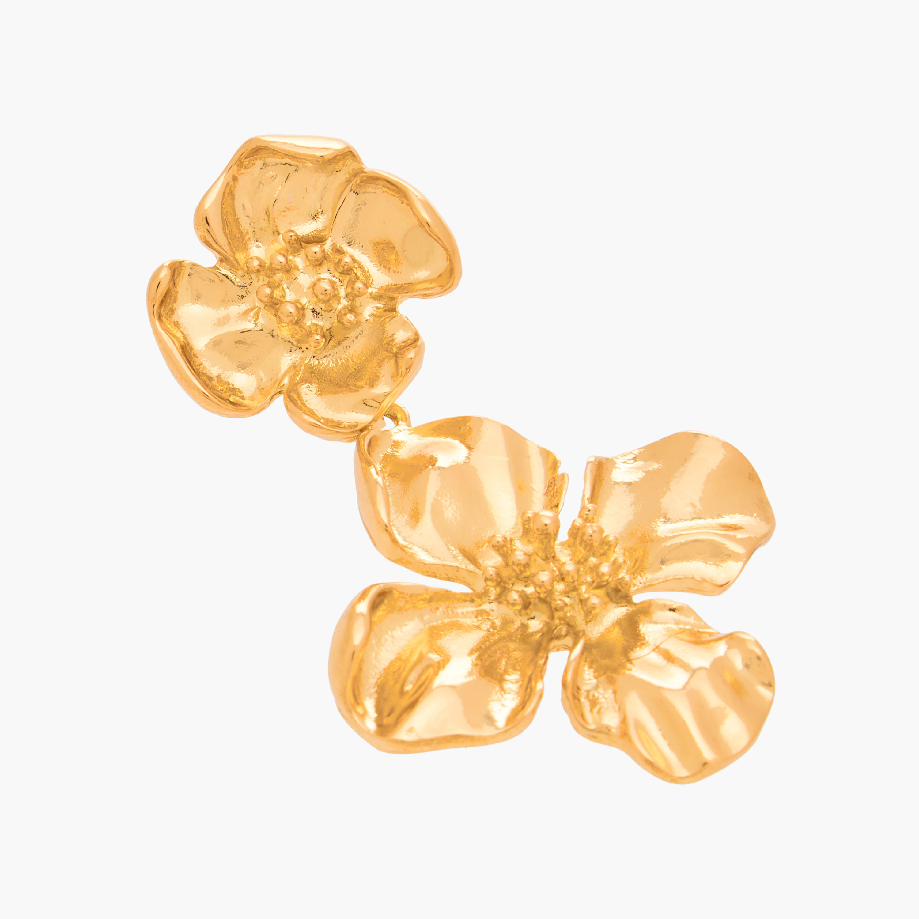 حلق ميتاليك متدلي بتصميم زهرة ومكبس إغلاق خلفي-women-watchesandjewellery-jewellery-earrings-image-4