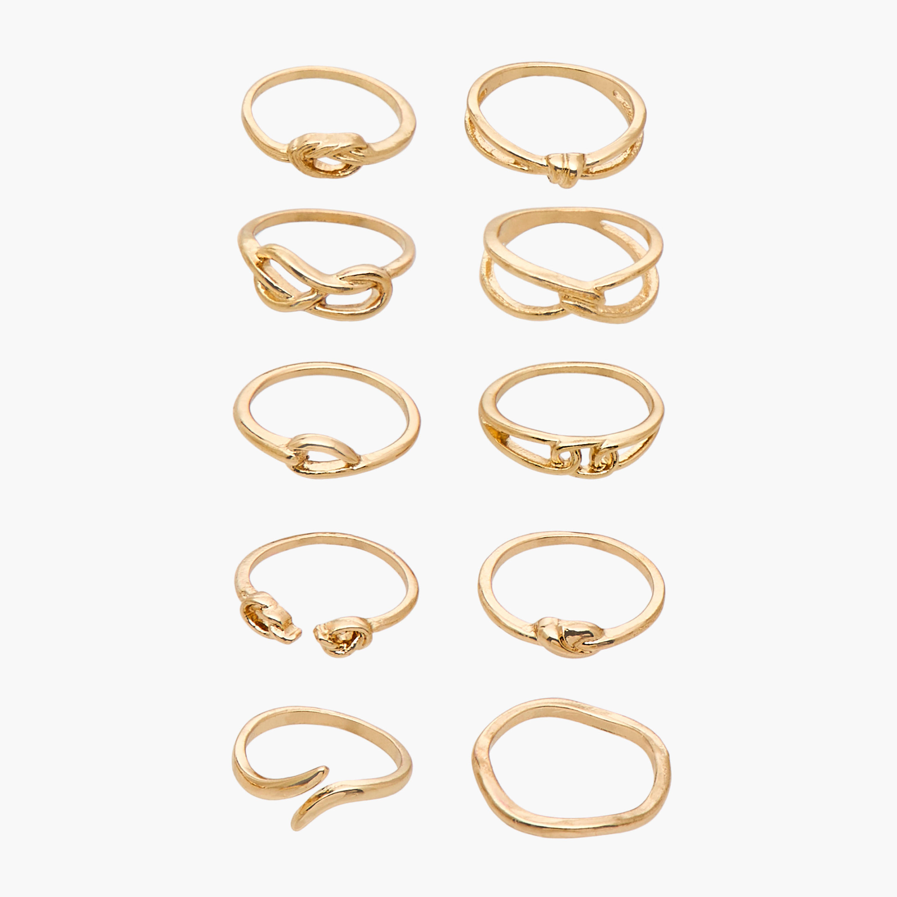 Gloo Pack of 10 Metallic Rings-women-watchesandjewellery-jewellery-rings-image-1
