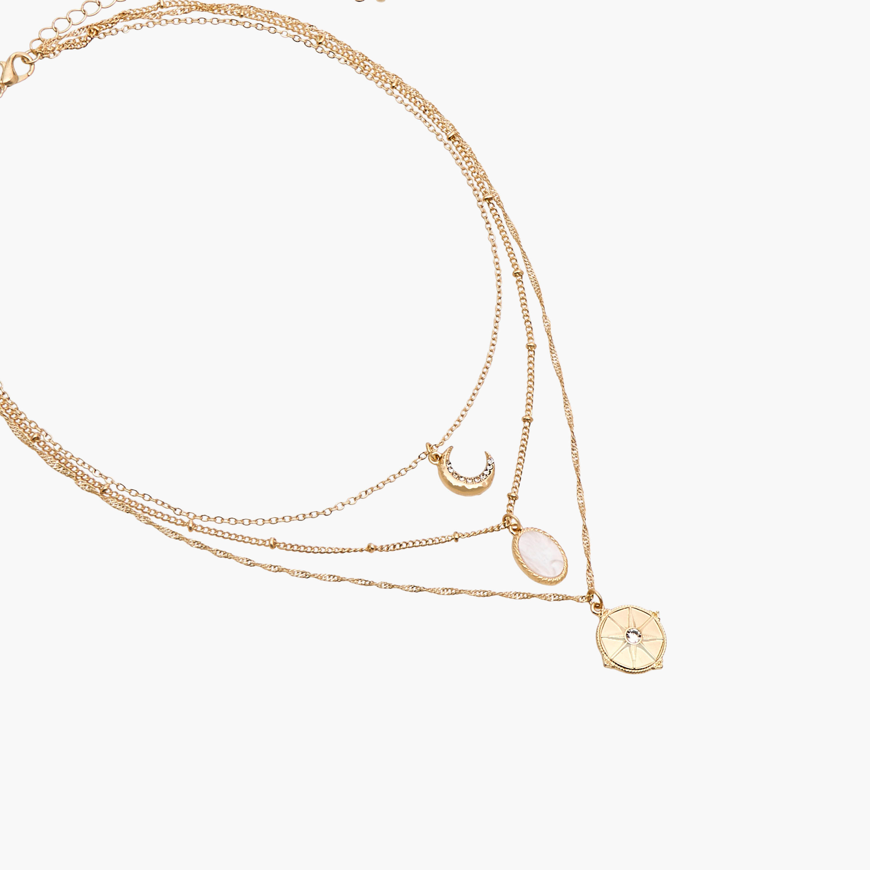 عقد معدن بطبقات ودلايات من جلو-women-watchesandjewellery-jewellery-necklacesandpendants-image-2
