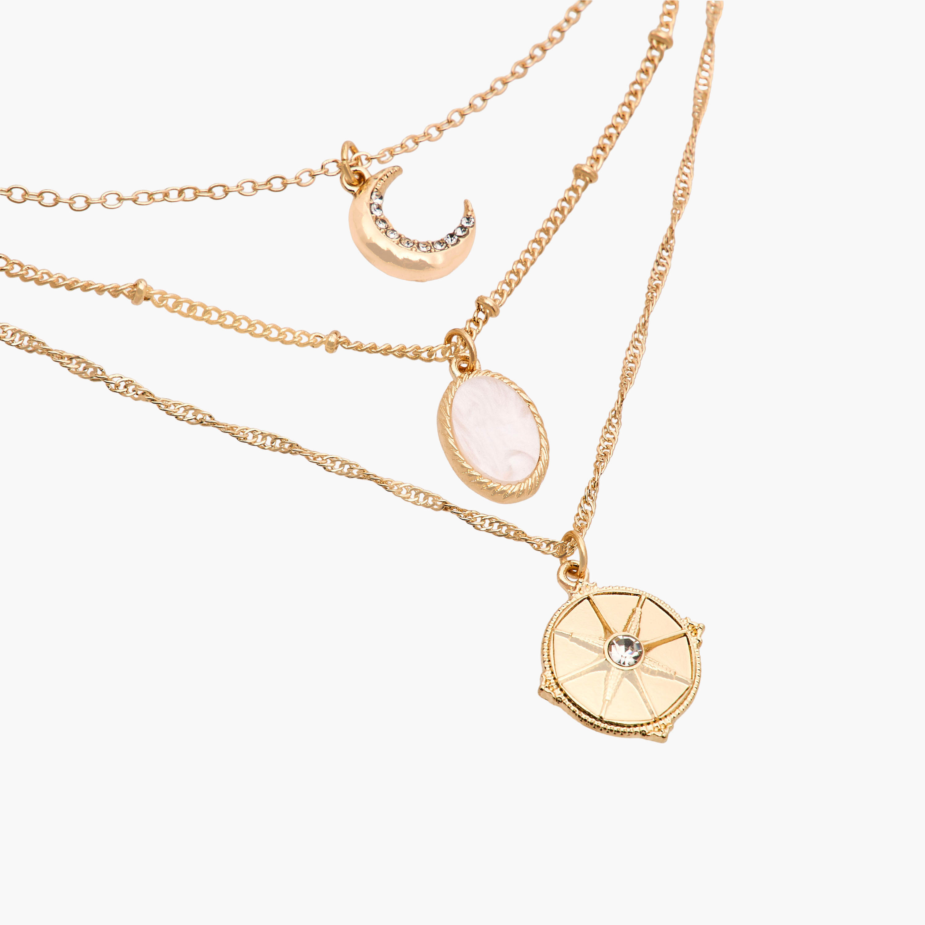 عقد معدن بطبقات ودلايات من جلو-women-watchesandjewellery-jewellery-necklacesandpendants-image-3